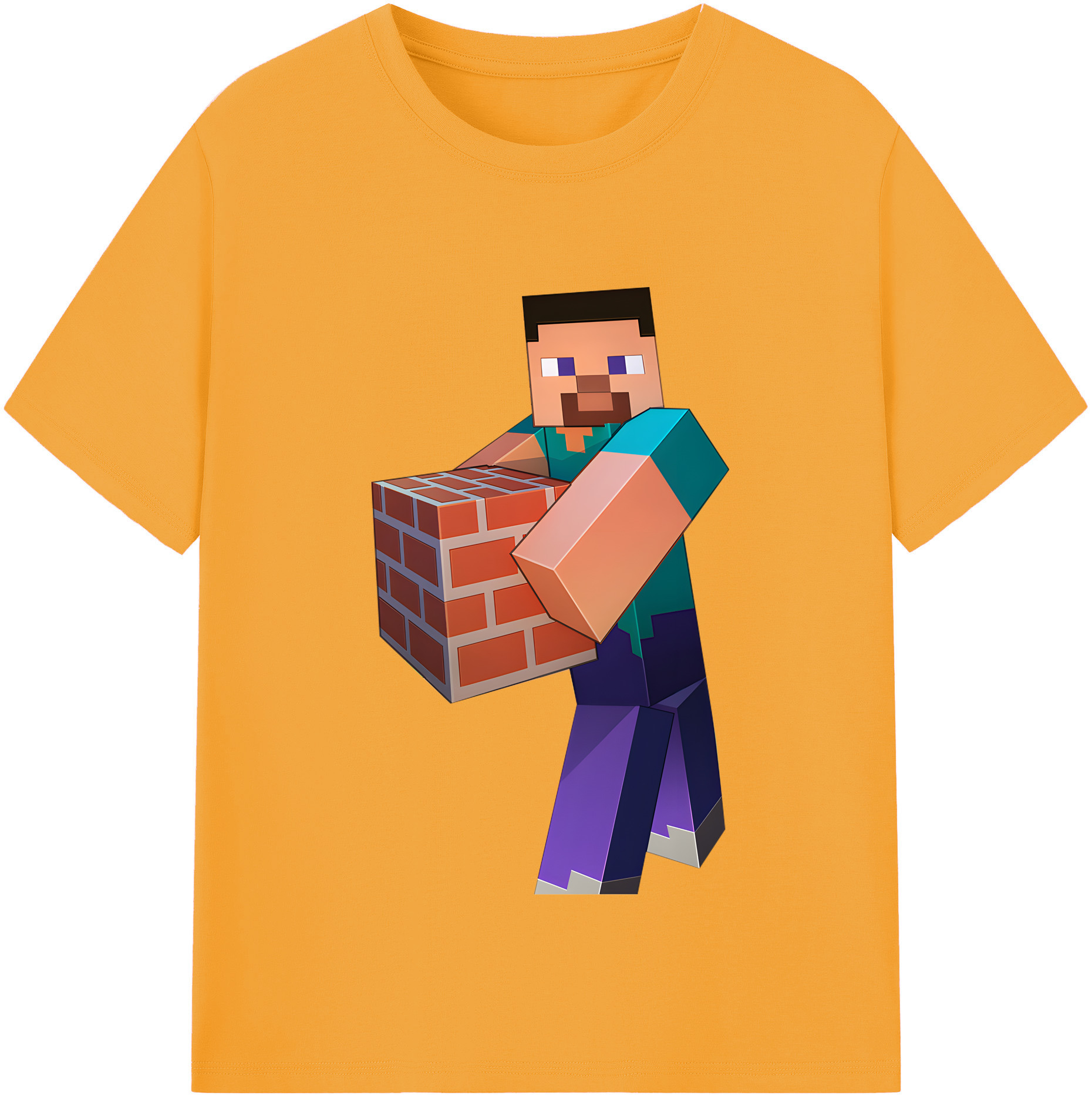 （画像用） マインクラフト ブロックの世界 Minecraft MC Block world 綿100％半袖Tシャツ（フロントプリント）