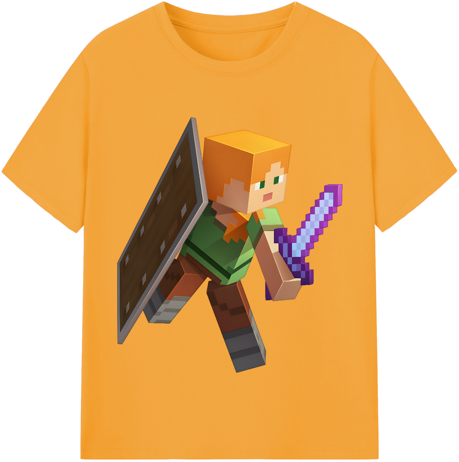 （画像用） マインクラフト ブロックの世界 Minecraft MC Block world 綿100％半袖Tシャツ（フロントプリント）