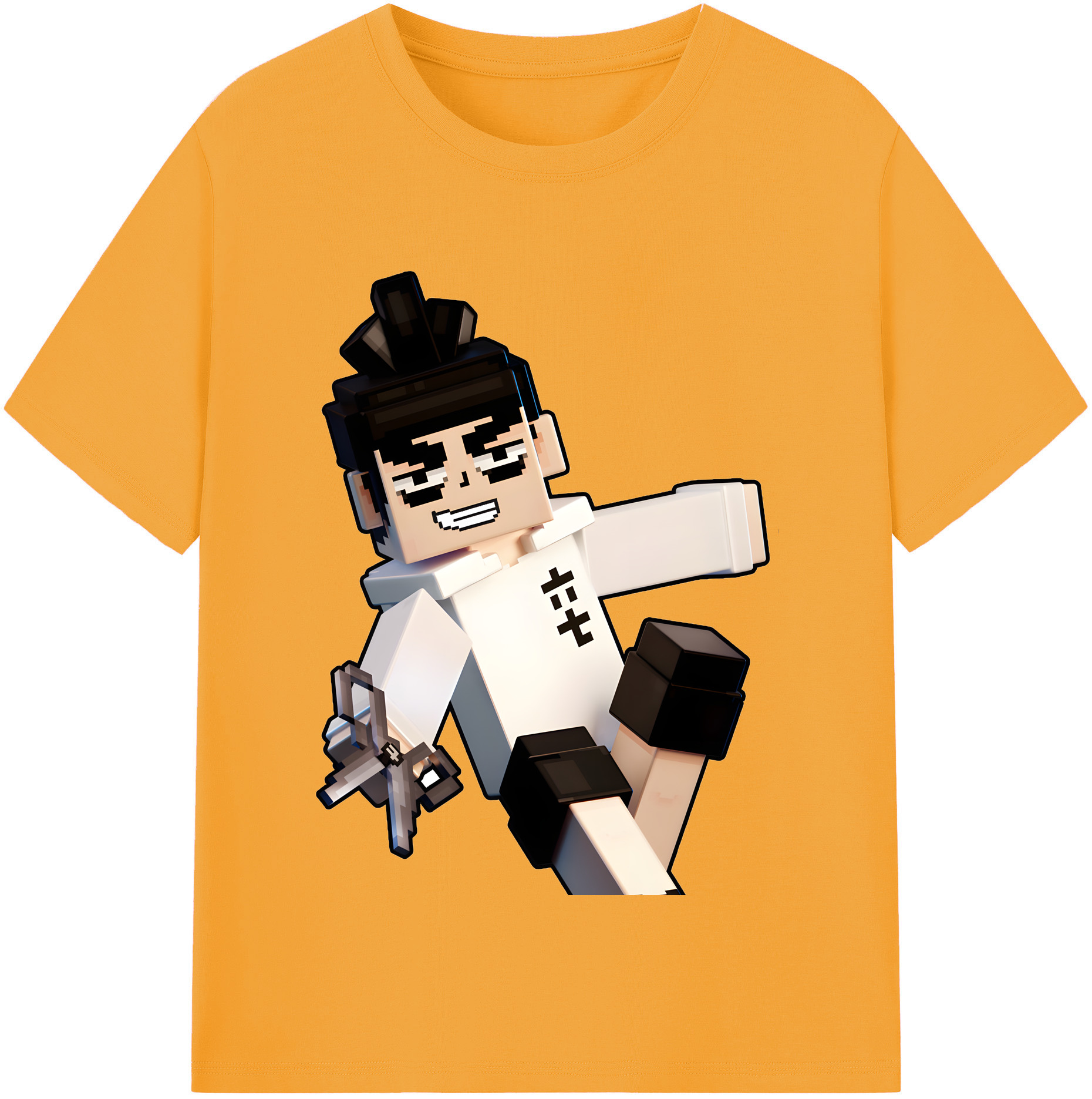 （画像用） マインクラフト ブロックの世界 Minecraft MC Block world 綿100％半袖Tシャツ（フロントプリント）