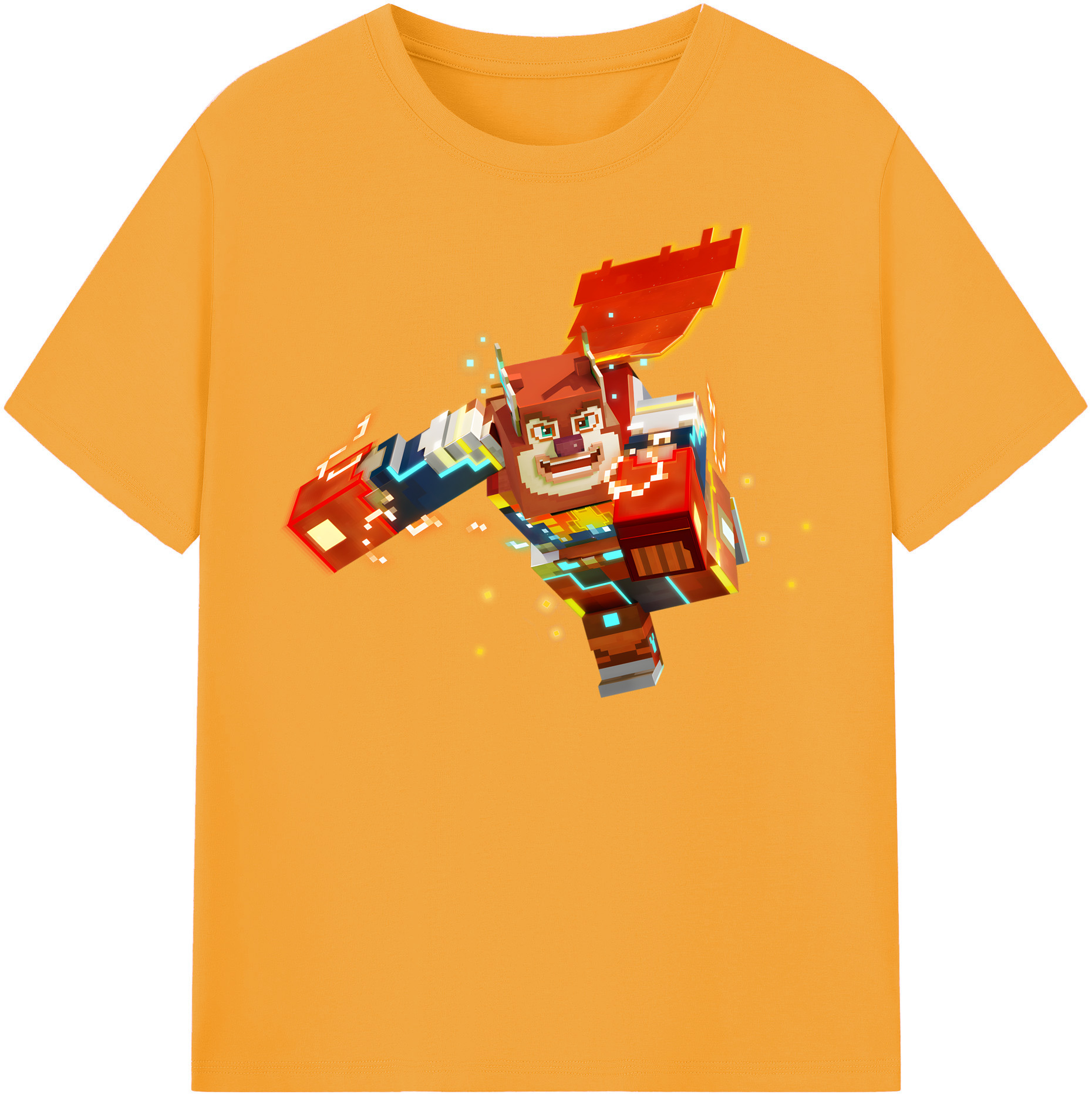 （画像用） マインクラフト ブロックの世界 Minecraft MC Block world 綿100％半袖Tシャツ（フロントプリント）