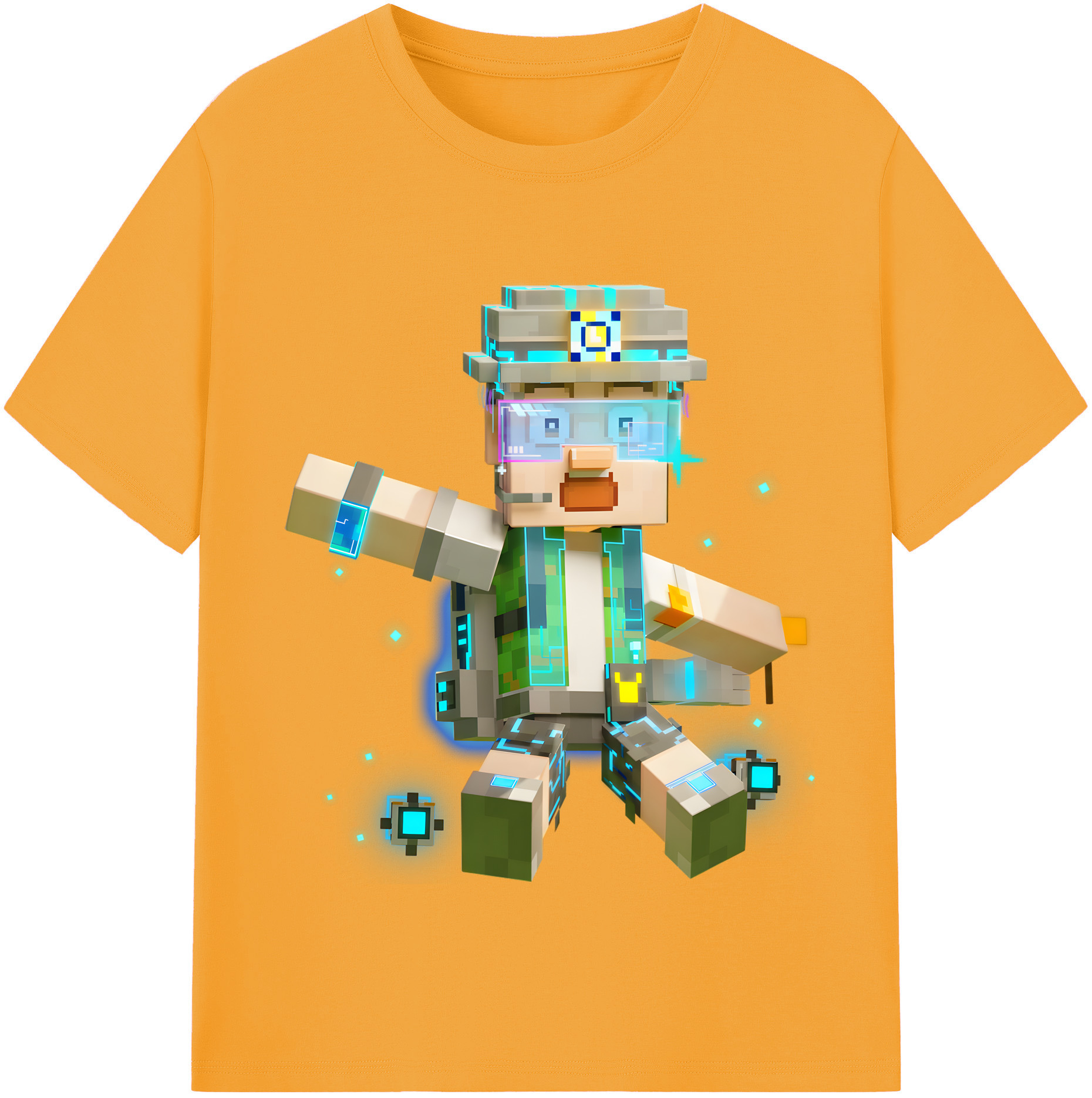 （画像用） マインクラフト ブロックの世界 Minecraft MC Block world 綿100％半袖Tシャツ（フロントプリント）
