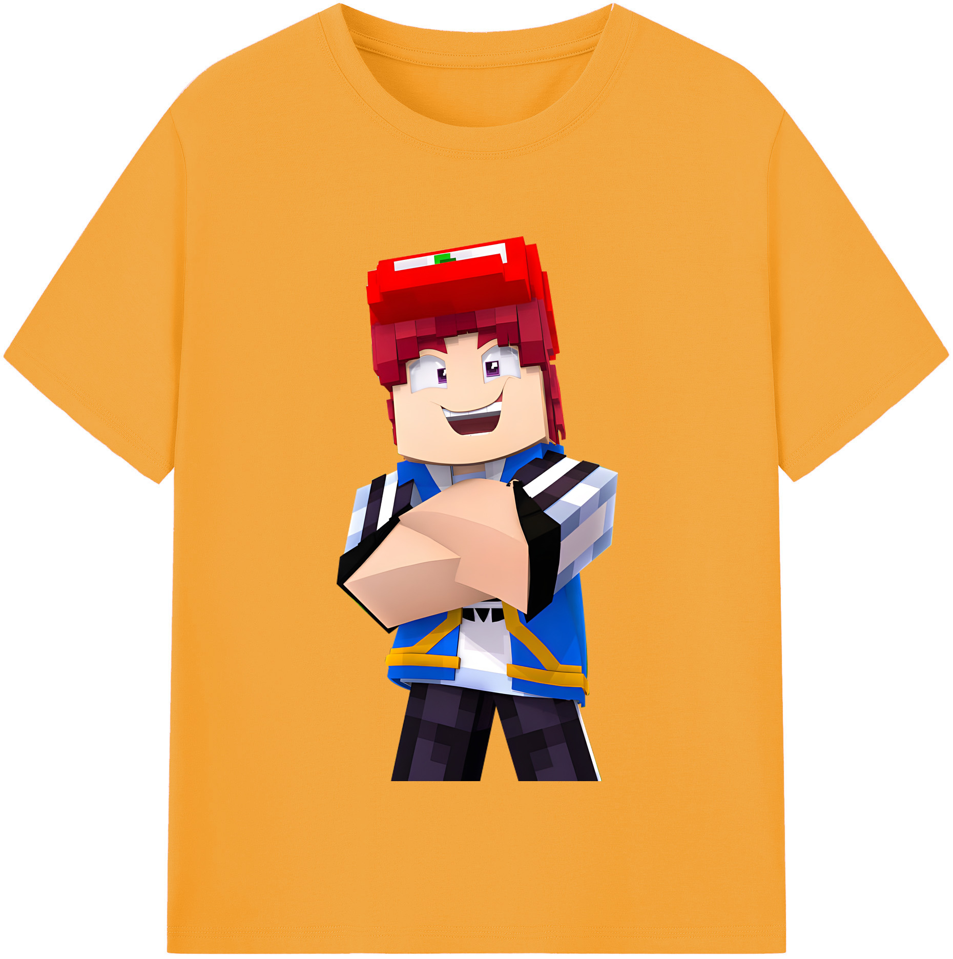 （画像用） マインクラフト ブロックの世界 Minecraft MC Block world 綿100％半袖Tシャツ（フロントプリント）