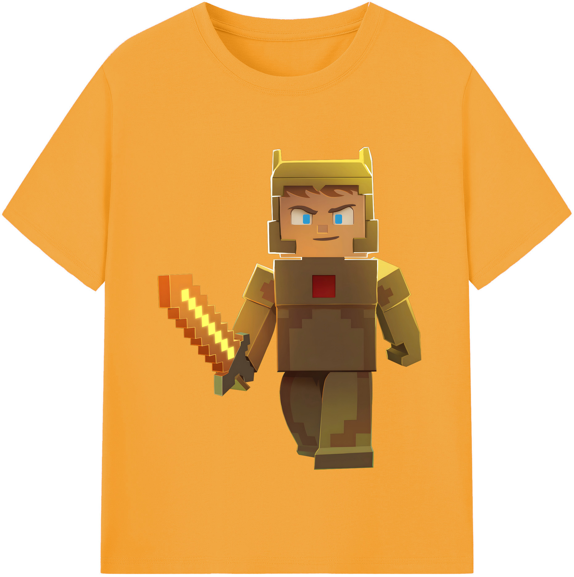 （画像用） マインクラフト ブロックの世界 Minecraft MC Block world 綿100％半袖Tシャツ（フロントプリント）