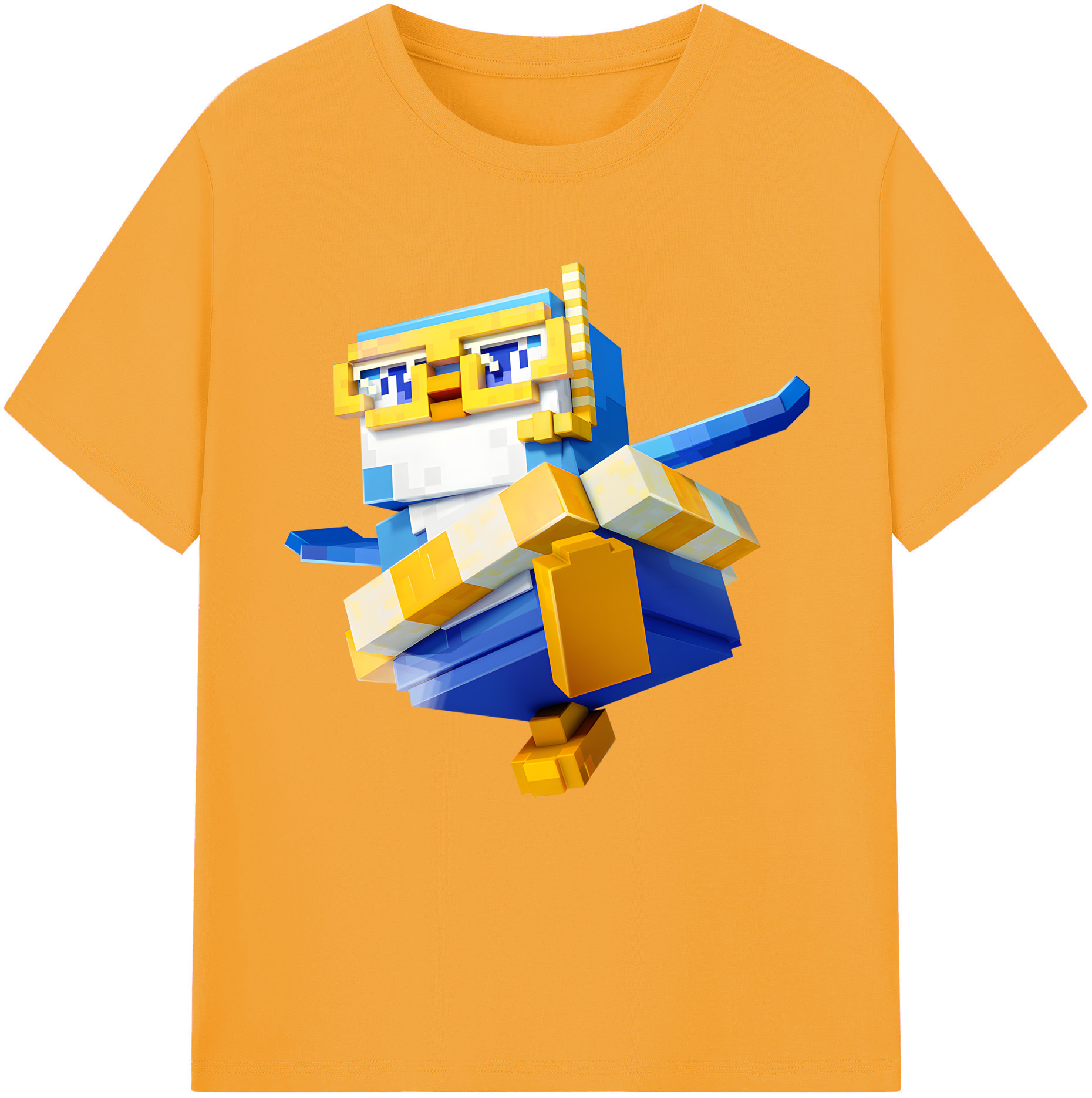 （画像用） マインクラフト ブロックの世界 Minecraft MC Block world 綿100％半袖Tシャツ（フロントプリント）