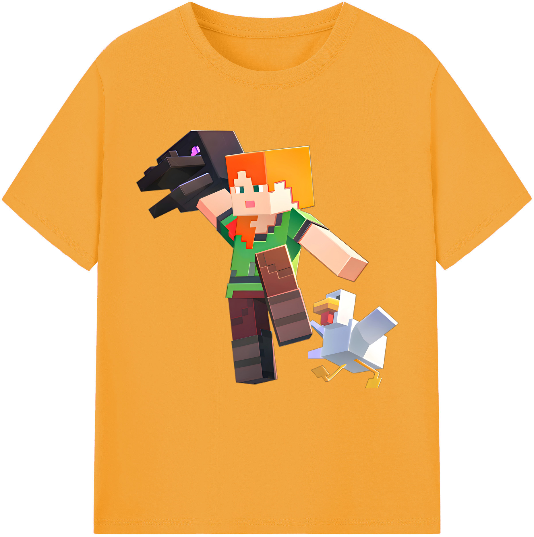 （画像用） マインクラフト ブロックの世界 Minecraft MC Block world 綿100％半袖Tシャツ（フロントプリント）