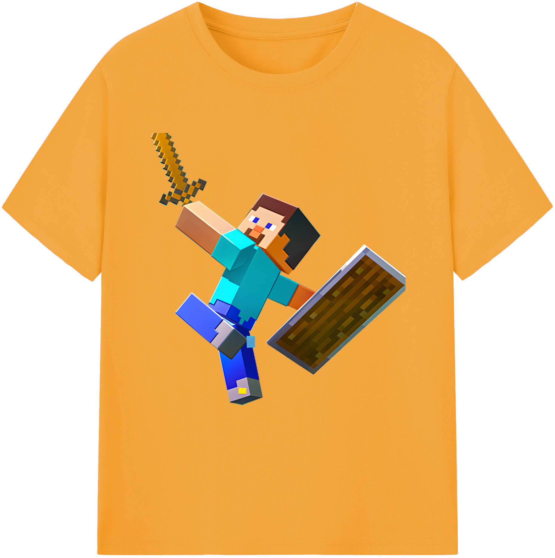（画像用） マインクラフト ブロックの世界 Minecraft MC Block world 綿100％半袖Tシャツ（フロントプリント）