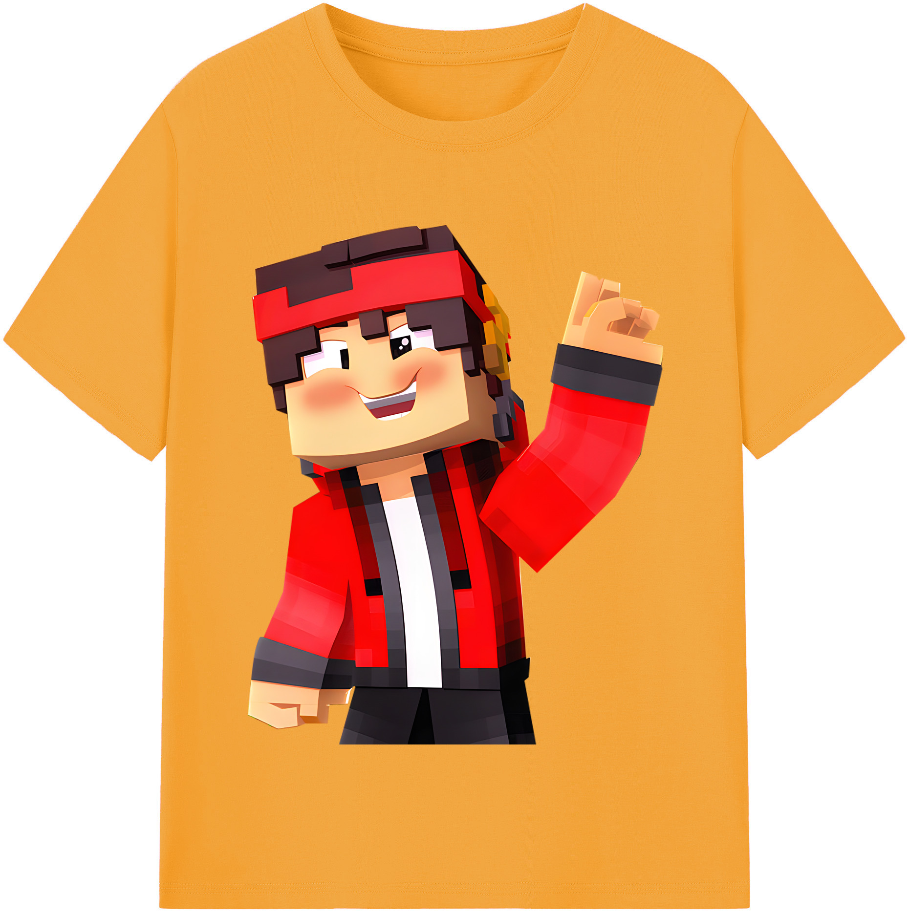 （画像用） マインクラフト ブロックの世界 Minecraft MC Block world 綿100％半袖Tシャツ（フロントプリント）