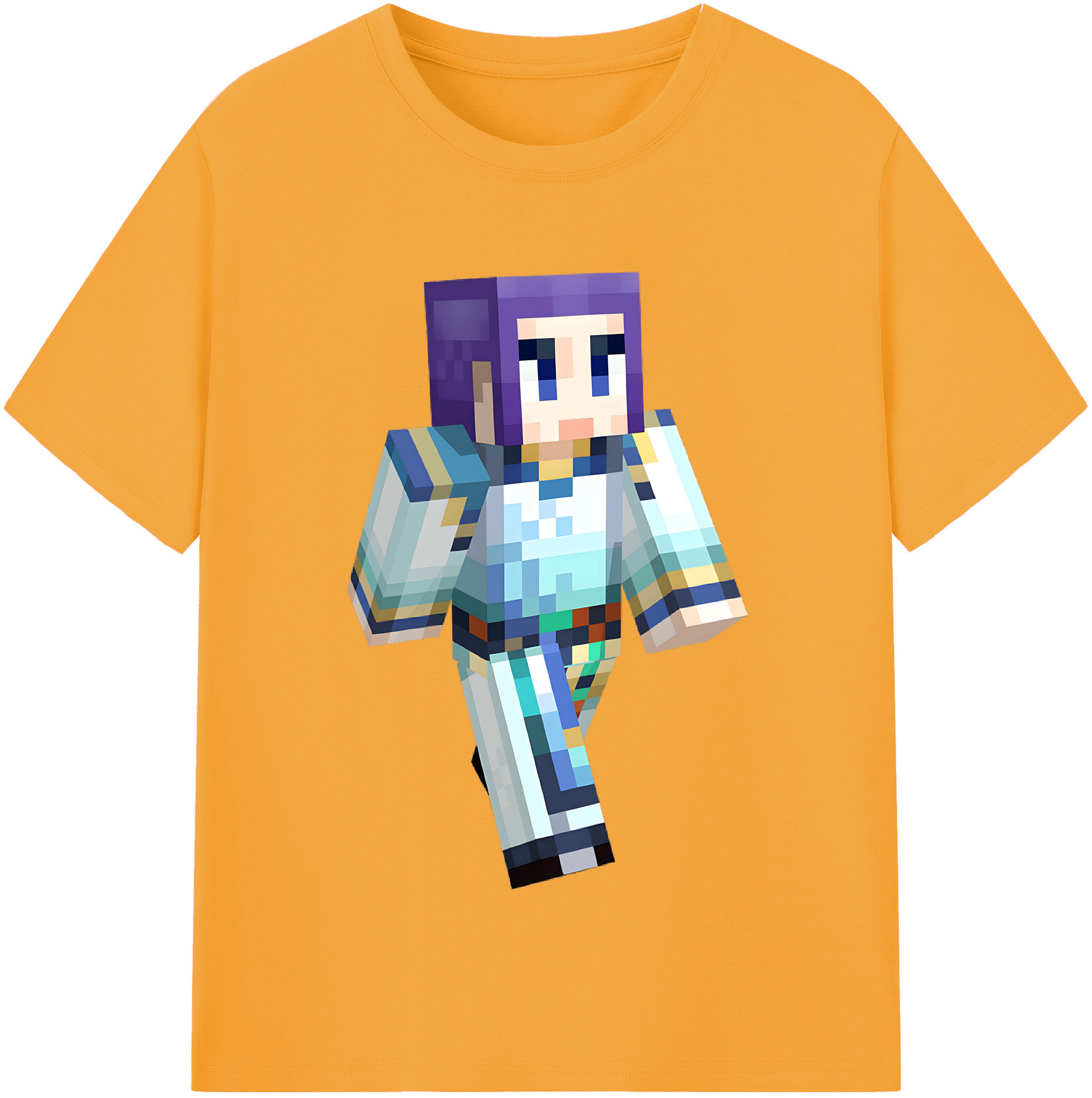 （画像用） マインクラフト ブロックの世界 Minecraft MC Block world 綿100％半袖Tシャツ（フロントプリント）