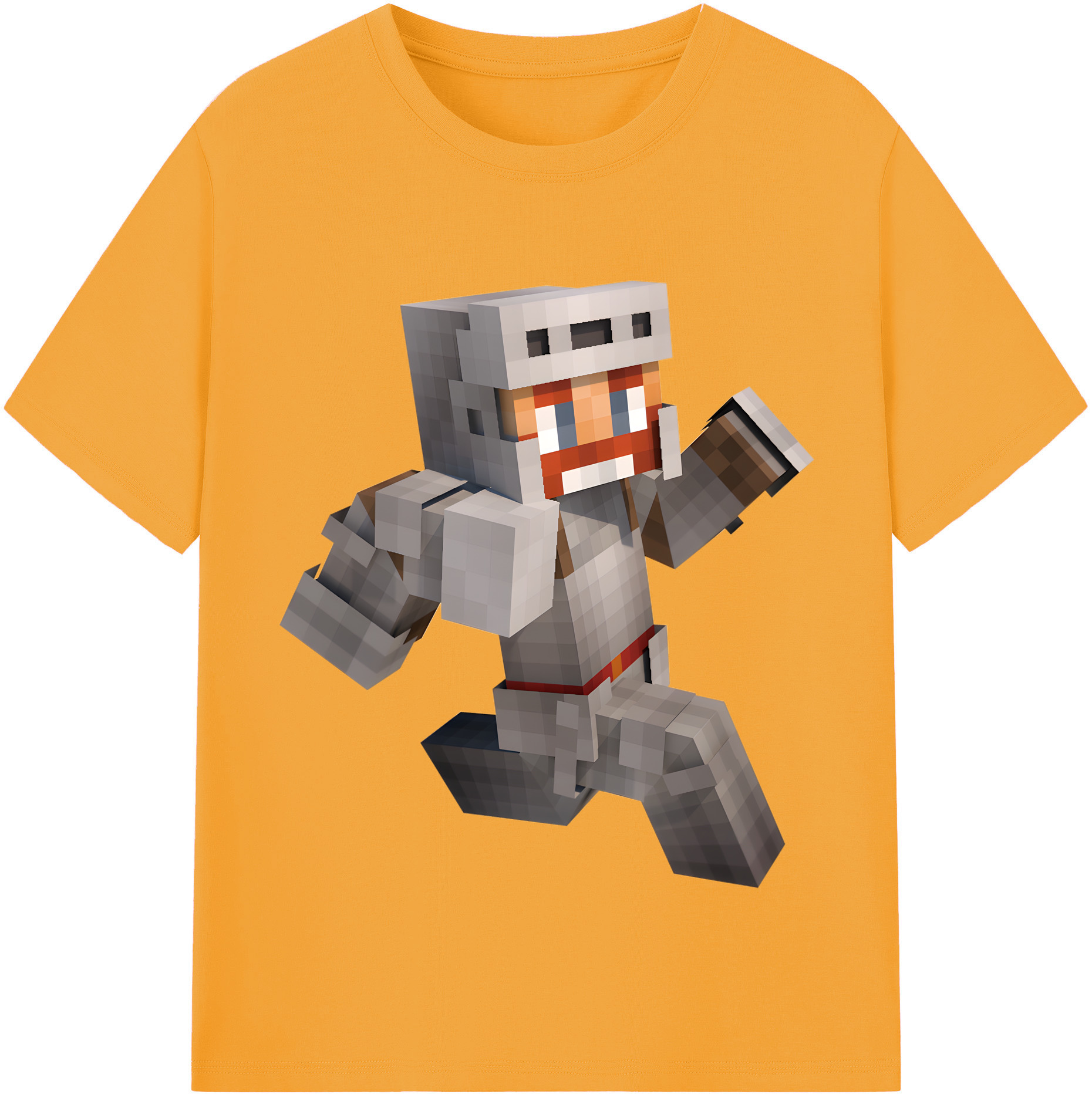 （画像用） マインクラフト ブロックの世界 Minecraft MC Block world 綿100％半袖Tシャツ（フロントプリント）