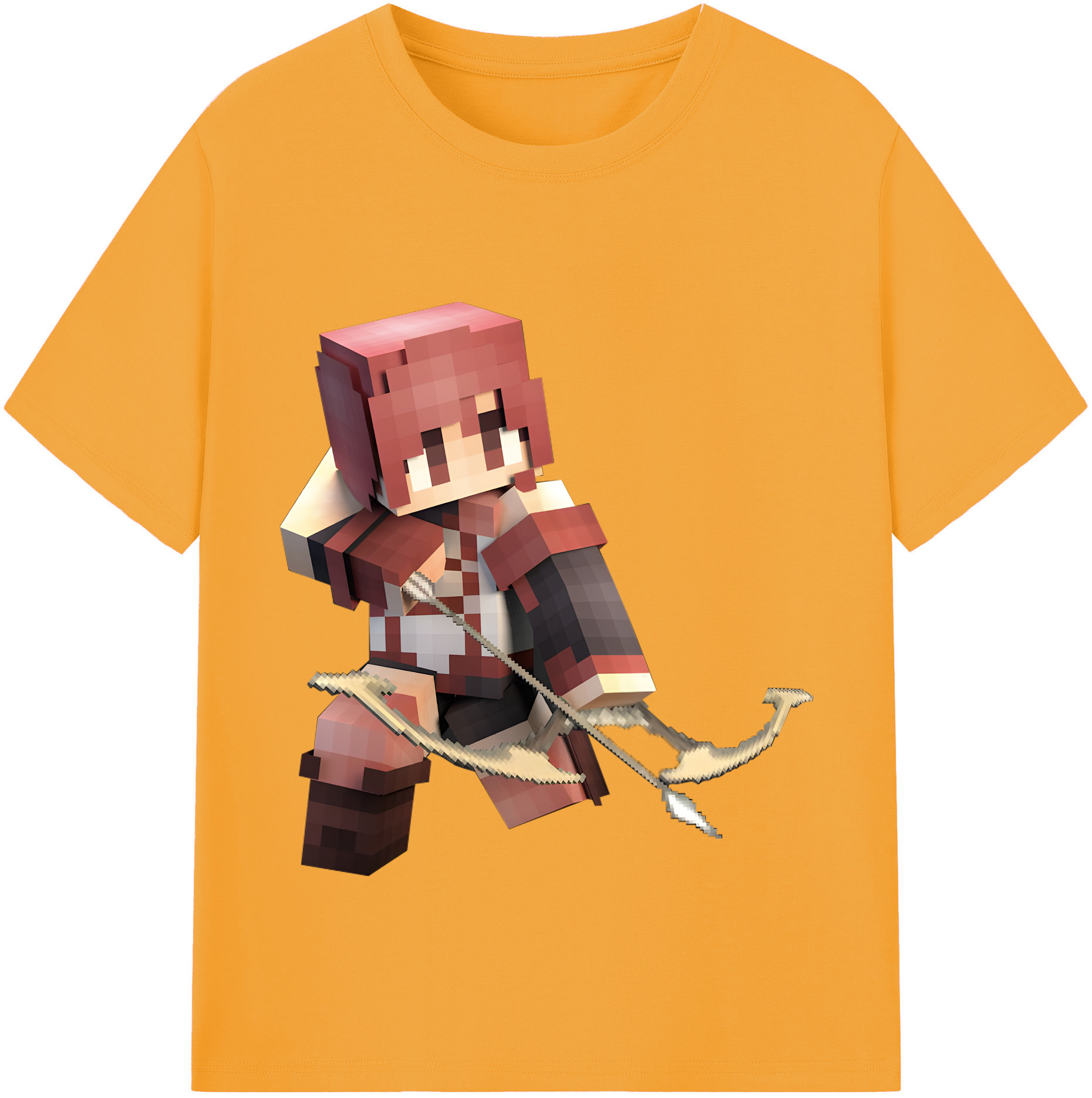 （画像用） マインクラフト ブロックの世界 Minecraft MC Block world 綿100％半袖Tシャツ（フロントプリント）