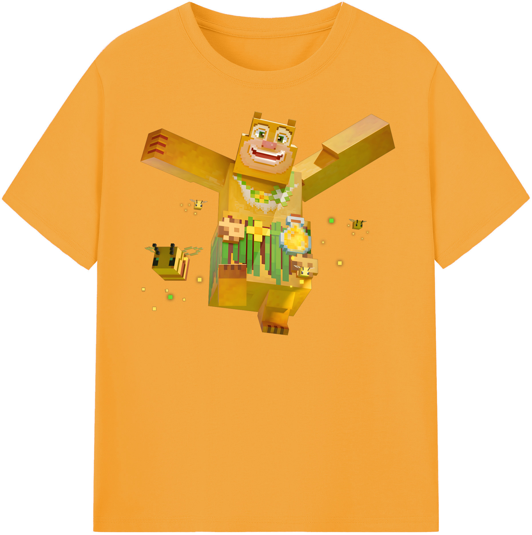 （画像用） マインクラフト ブロックの世界 Minecraft MC Block world 綿100％半袖Tシャツ（フロントプリント）