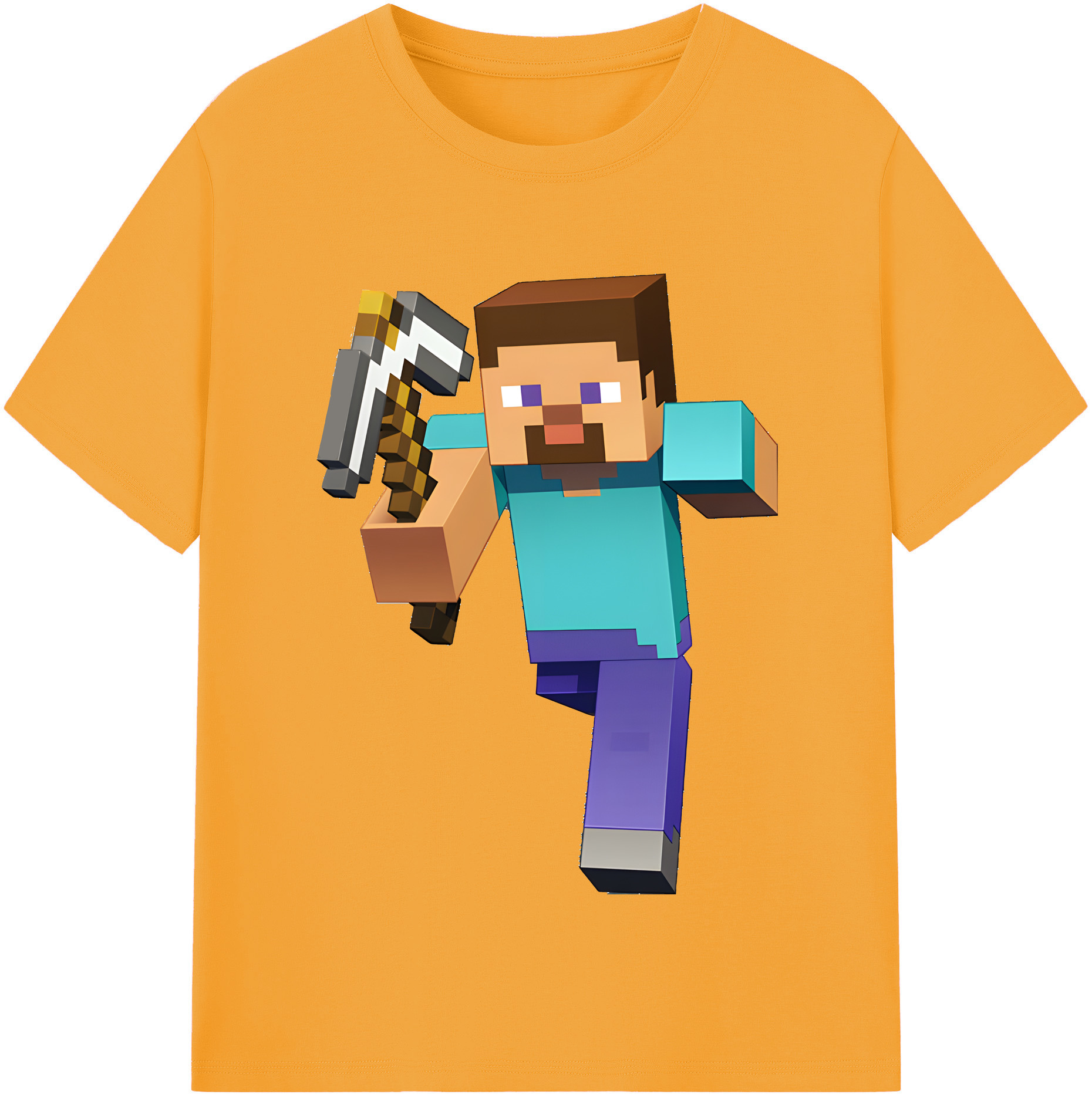 （画像用） マインクラフト ブロックの世界 Minecraft MC Block world 綿100％半袖Tシャツ（フロントプリント）