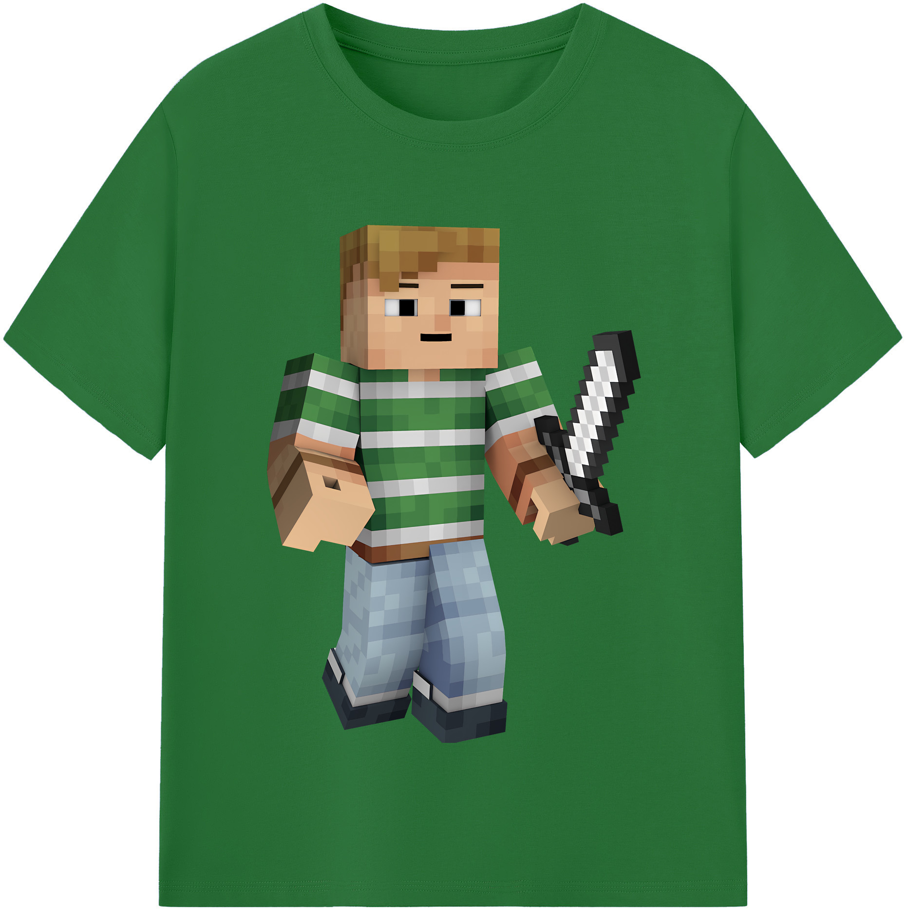 （画像用） マインクラフト ブロックの世界 Minecraft MC Block world 綿100％半袖Tシャツ（フロントプリント）