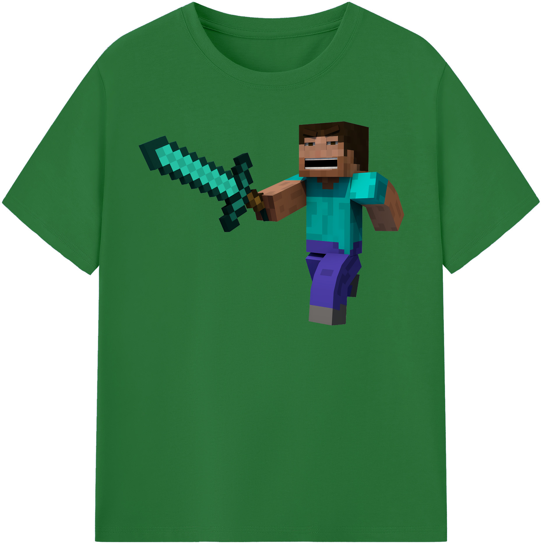 （画像用） マインクラフト ブロックの世界 Minecraft MC Block world 綿100％半袖Tシャツ（フロントプリント）