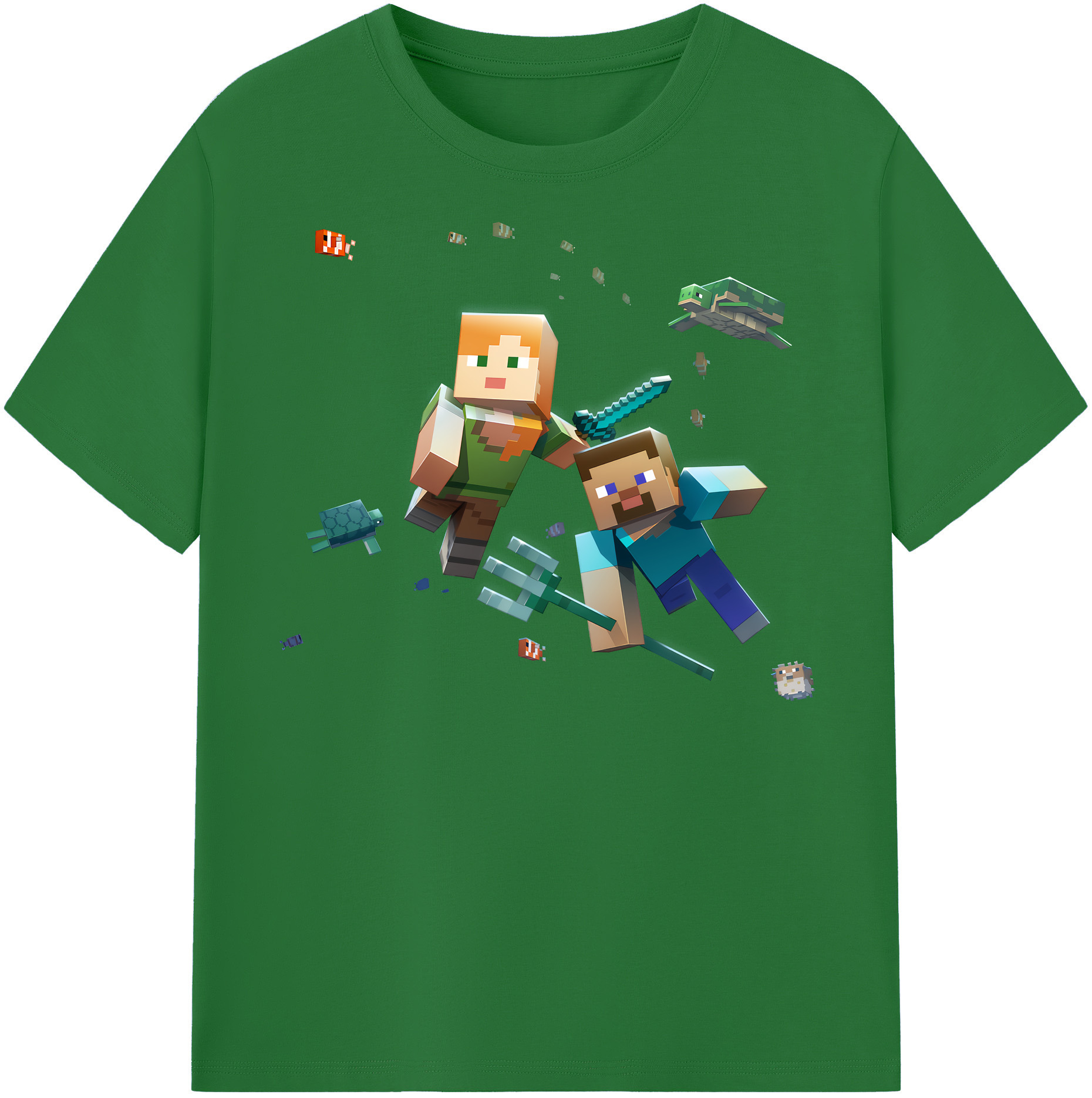 （画像用） マインクラフト ブロックの世界 Minecraft MC Block world 綿100％半袖Tシャツ（フロントプリント）