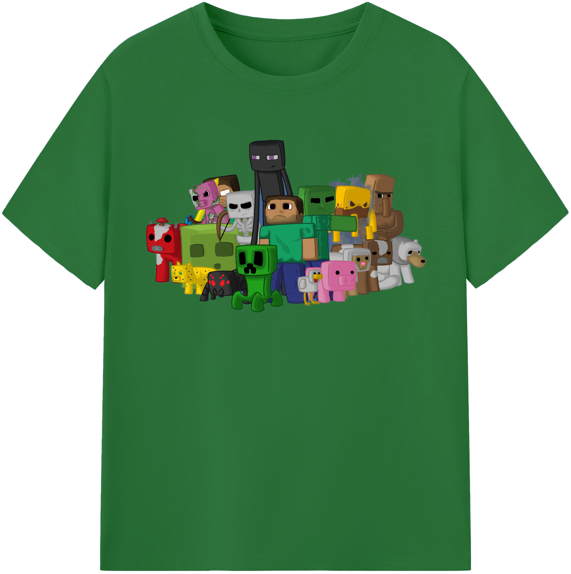 （画像用） マインクラフト ブロックの世界 Minecraft MC Block world 綿100％半袖Tシャツ（フロントプリント）