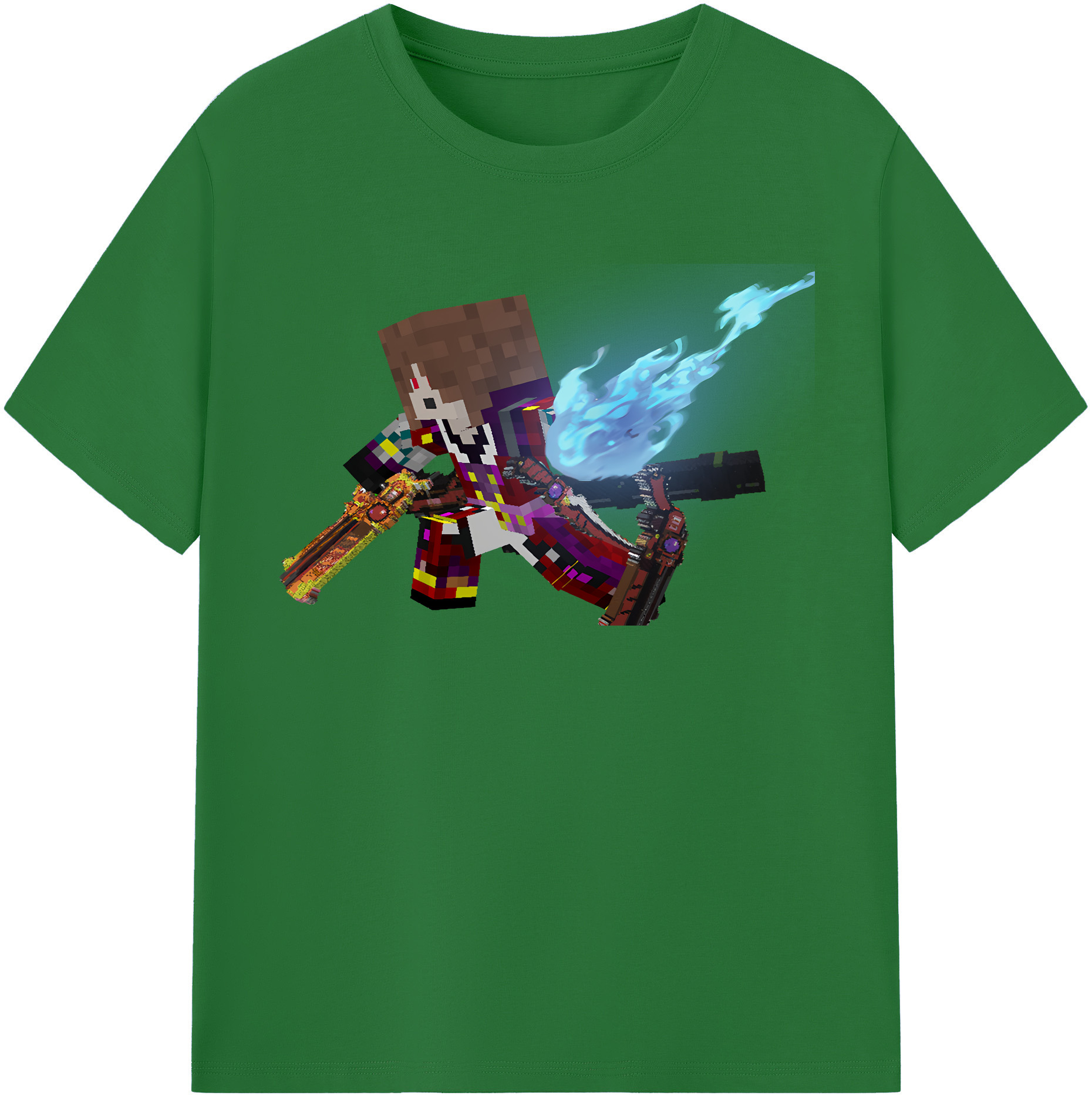 （画像用） マインクラフト ブロックの世界 Minecraft MC Block world 綿100％半袖Tシャツ（フロントプリント）
