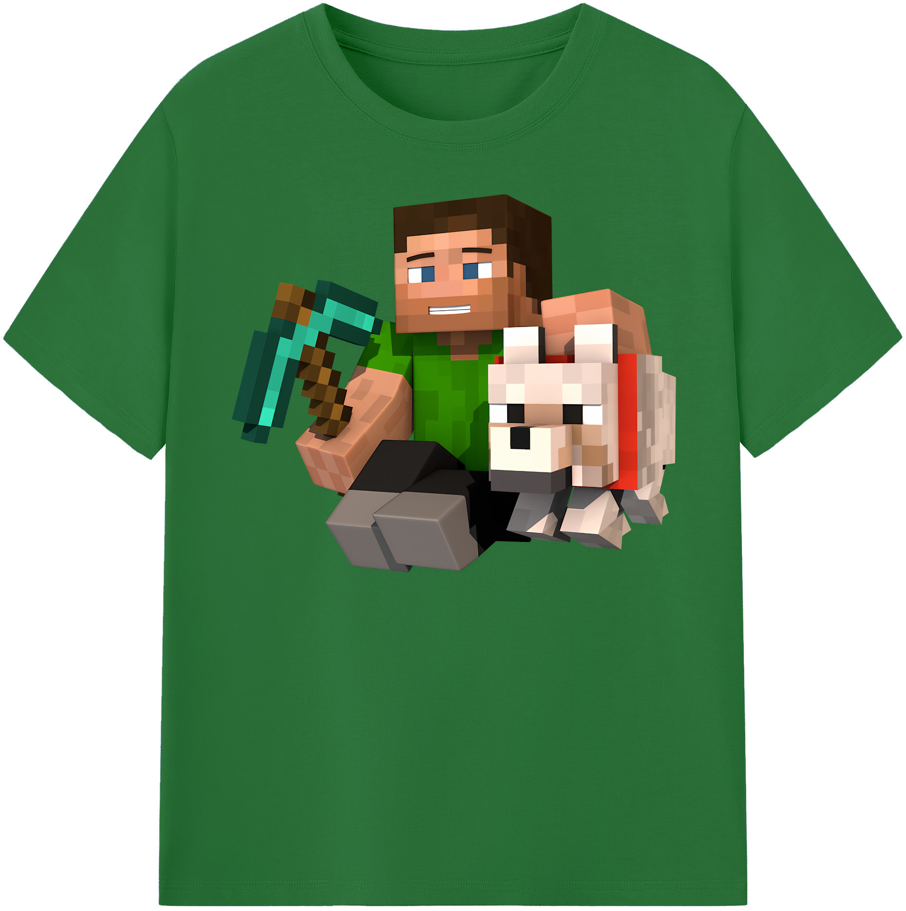 （画像用） マインクラフト ブロックの世界 Minecraft MC Block world 綿100％半袖Tシャツ（フロントプリント）