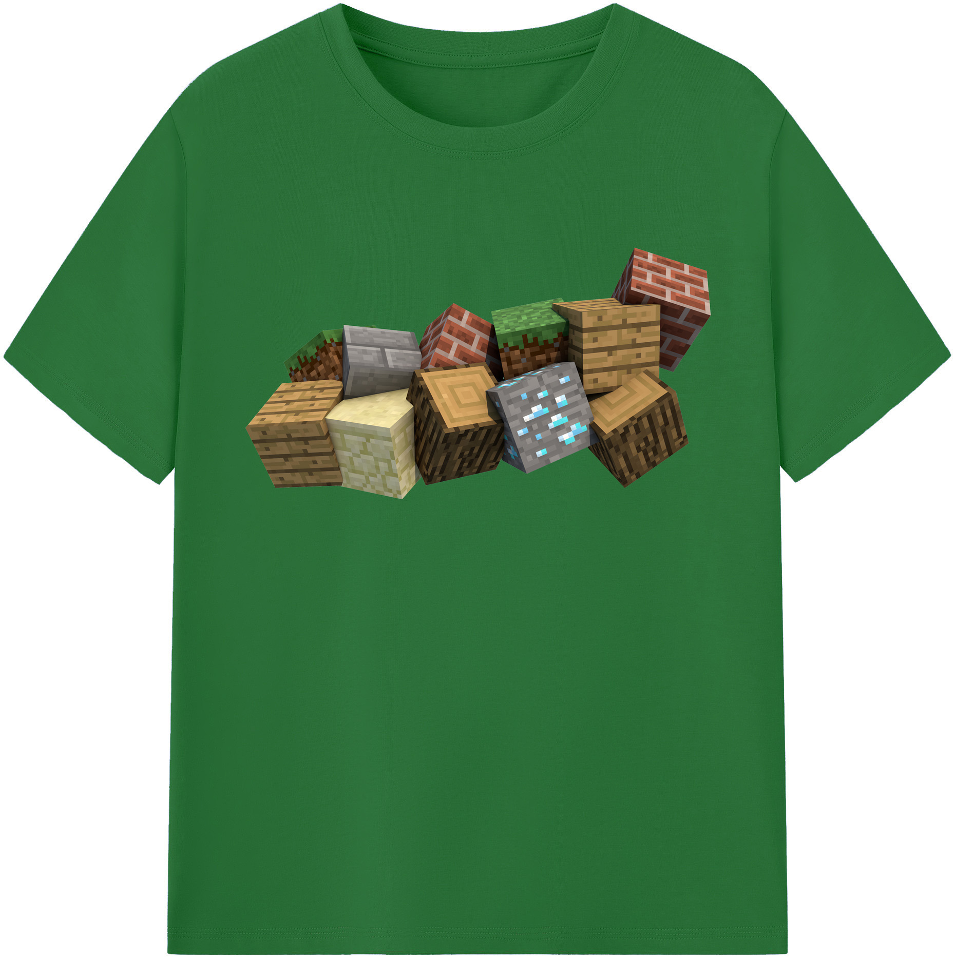 （画像用） マインクラフト ブロックの世界 Minecraft MC Block world 綿100％半袖Tシャツ（フロントプリント）