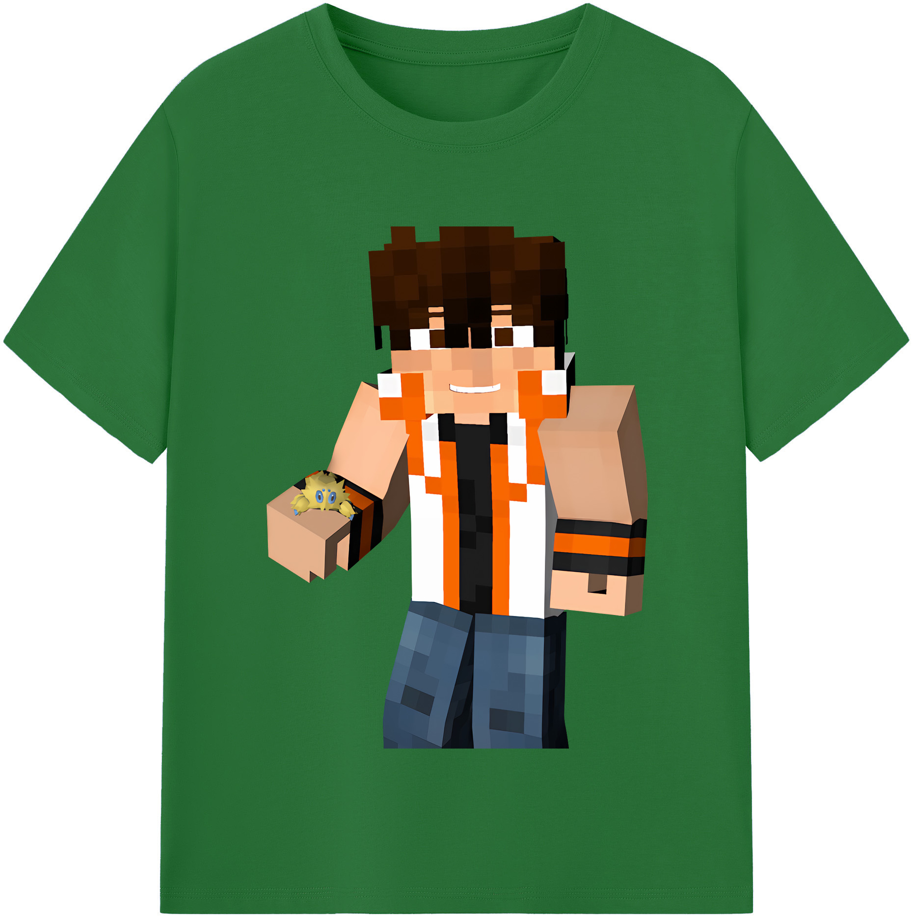（画像用） マインクラフト ブロックの世界 Minecraft MC Block world 綿100％半袖Tシャツ（フロントプリント）