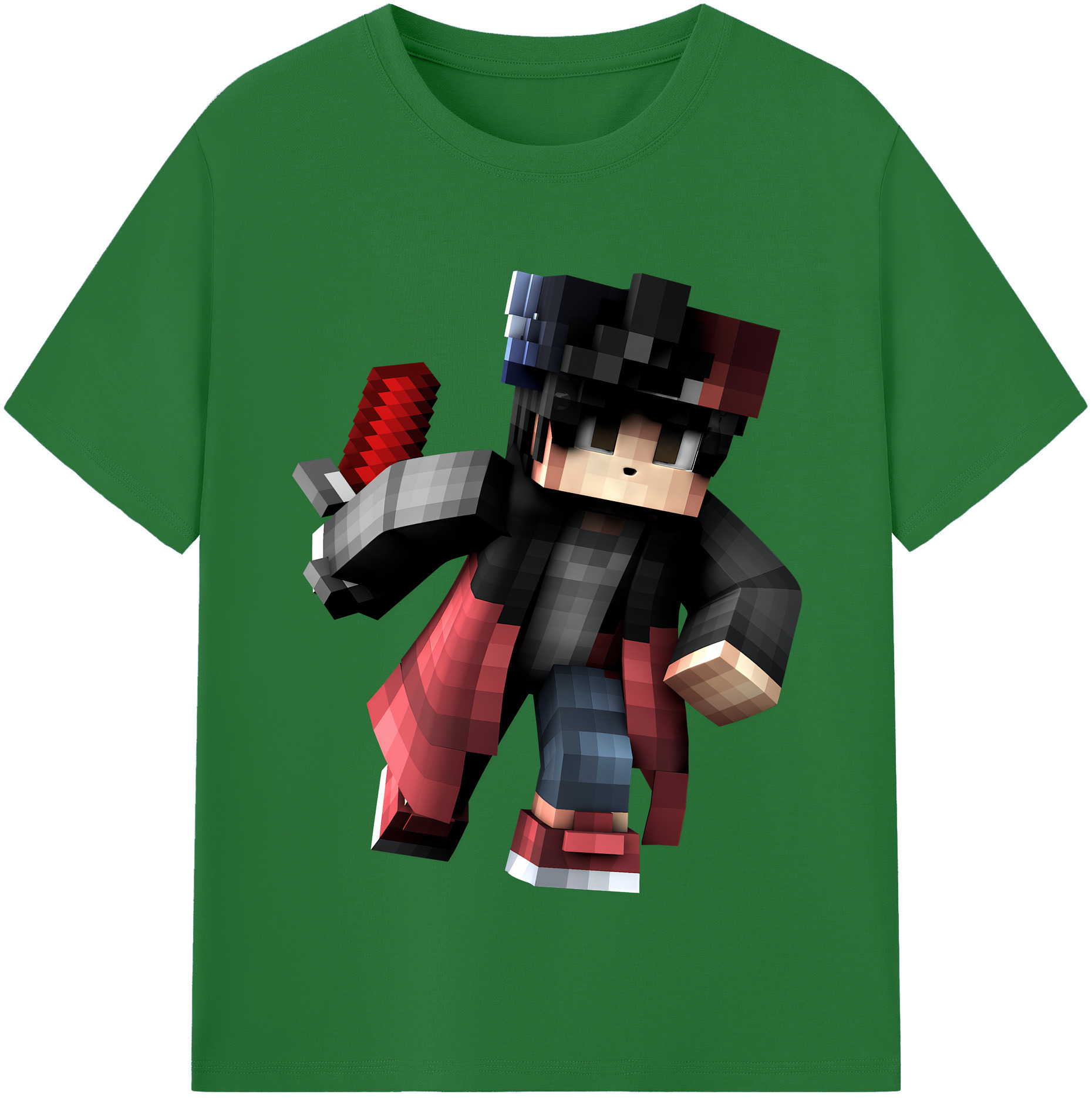 （画像用） マインクラフト ブロックの世界 Minecraft MC Block world 綿100％半袖Tシャツ（フロントプリント）