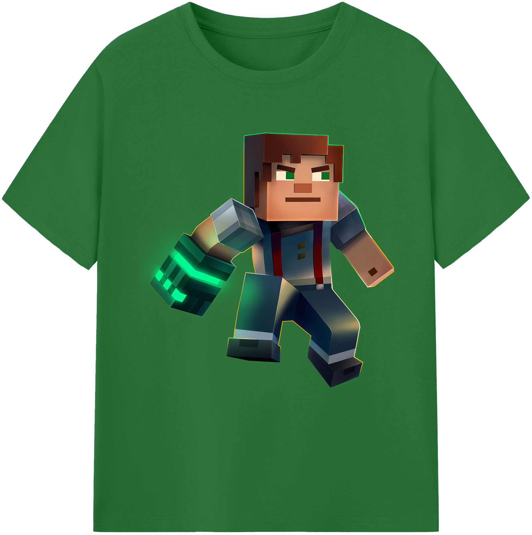 （画像用） マインクラフト ブロックの世界 Minecraft MC Block world 綿100％半袖Tシャツ（フロントプリント）