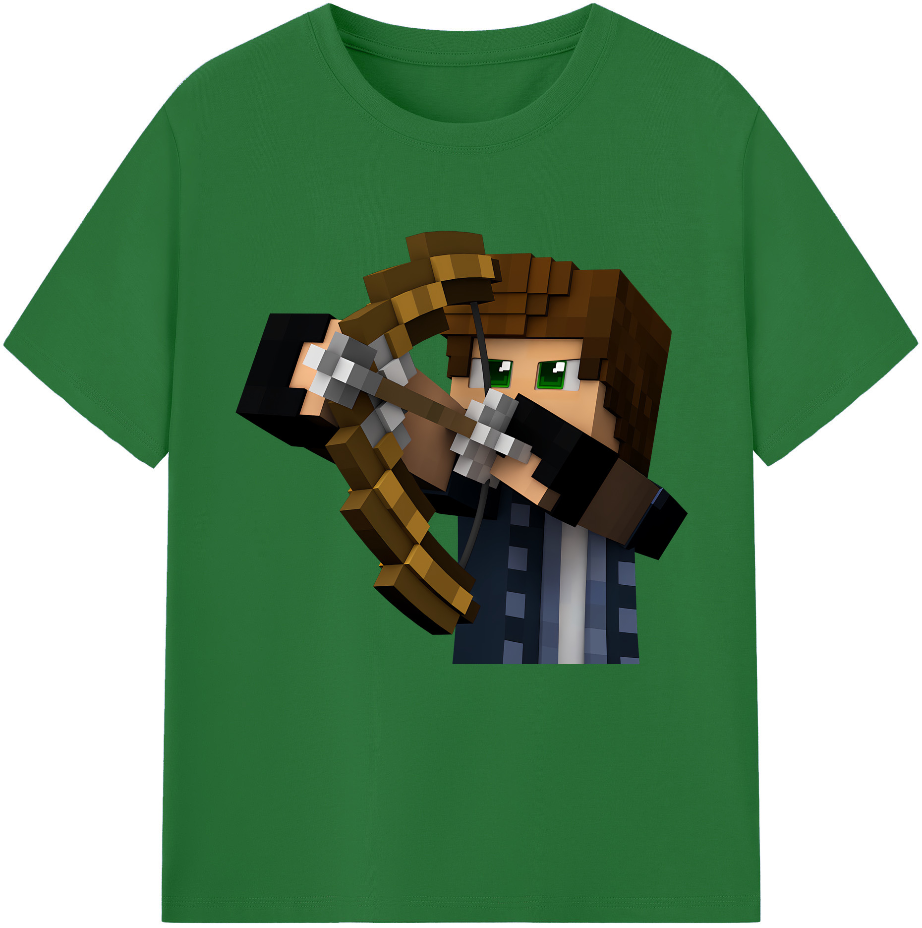 （画像用） マインクラフト ブロックの世界 Minecraft MC Block world 綿100％半袖Tシャツ（フロントプリント）