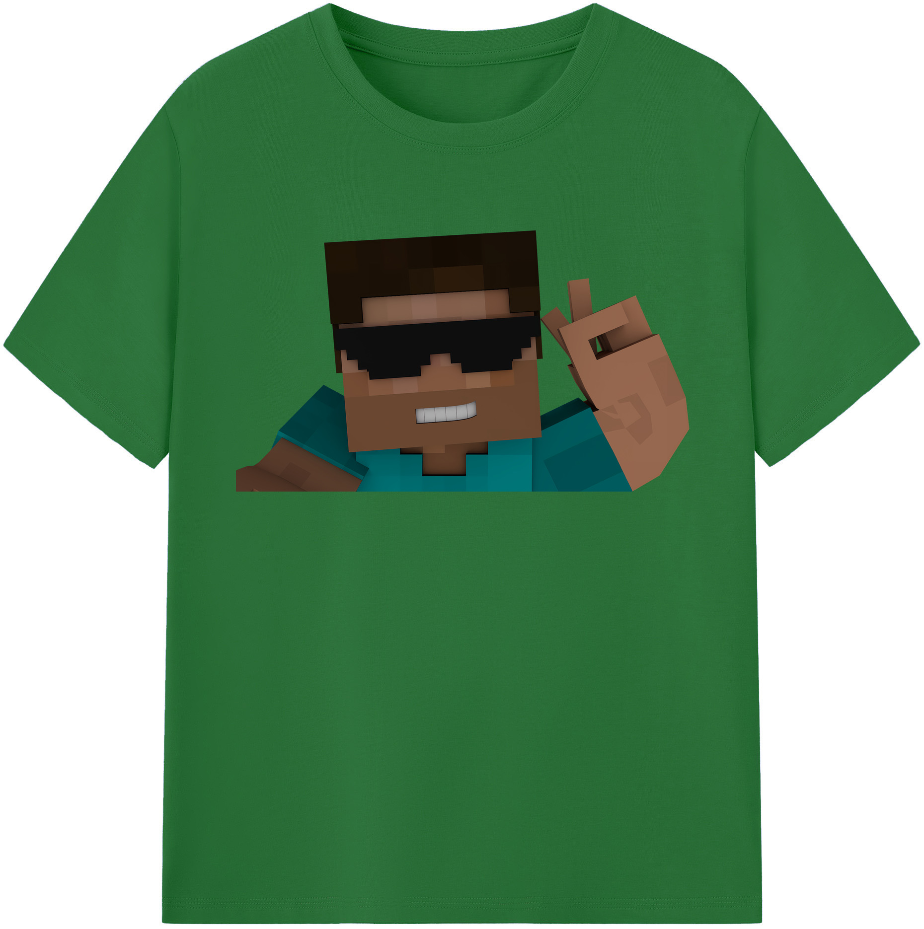 （画像用） マインクラフト ブロックの世界 Minecraft MC Block world 綿100％半袖Tシャツ（フロントプリント）