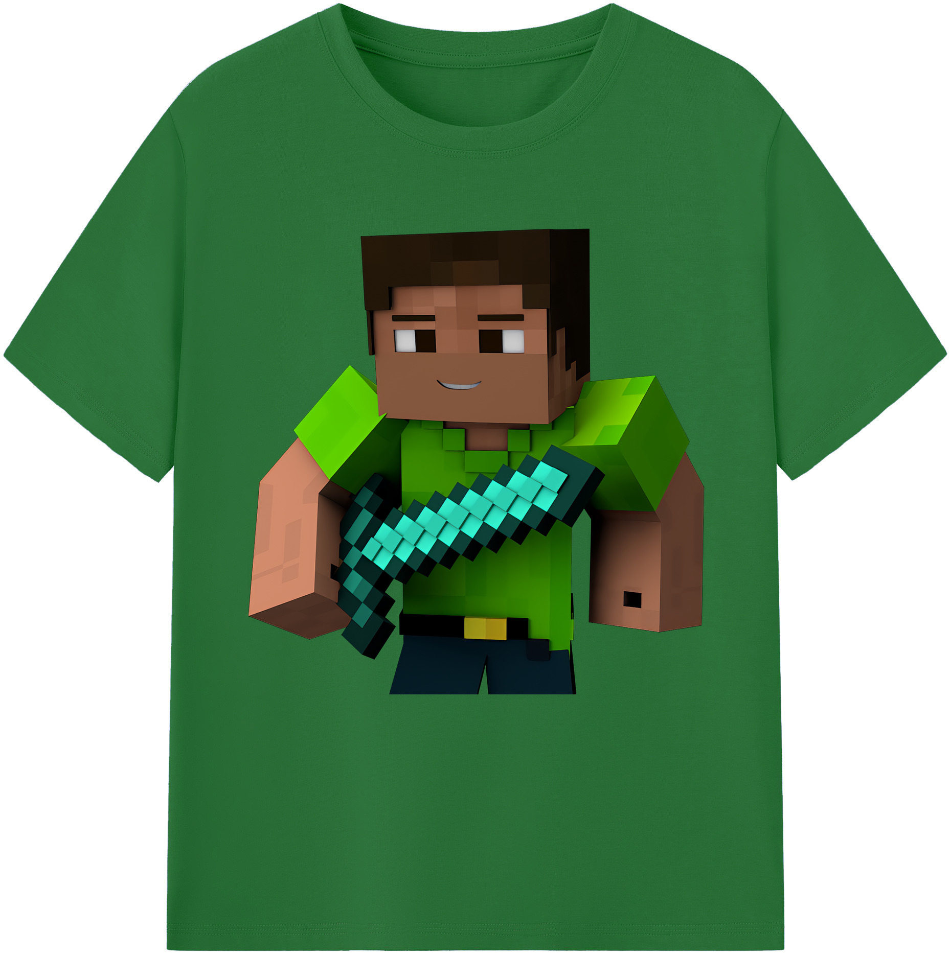 （画像用） マインクラフト ブロックの世界 Minecraft MC Block world 綿100％半袖Tシャツ（フロントプリント）