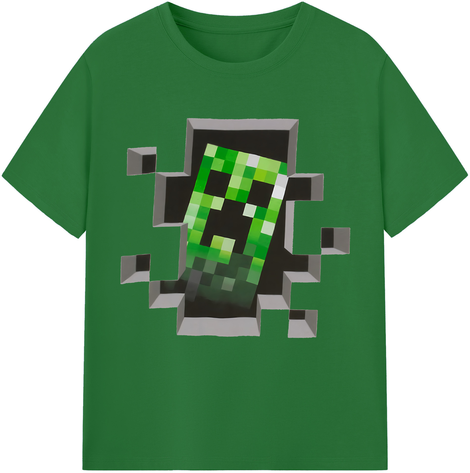 （画像用） マインクラフト ブロックの世界 Minecraft MC Block world 綿100％半袖Tシャツ（フロントプリント）