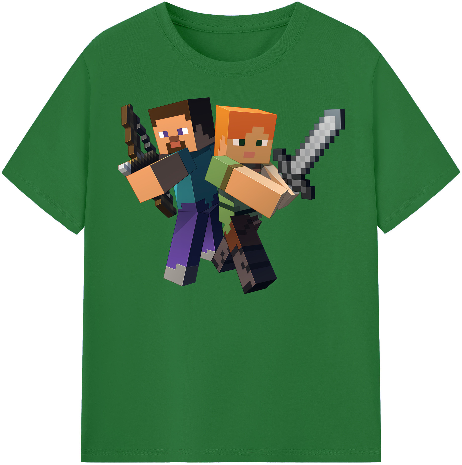 （画像用） マインクラフト ブロックの世界 Minecraft MC Block world 綿100％半袖Tシャツ（フロントプリント）