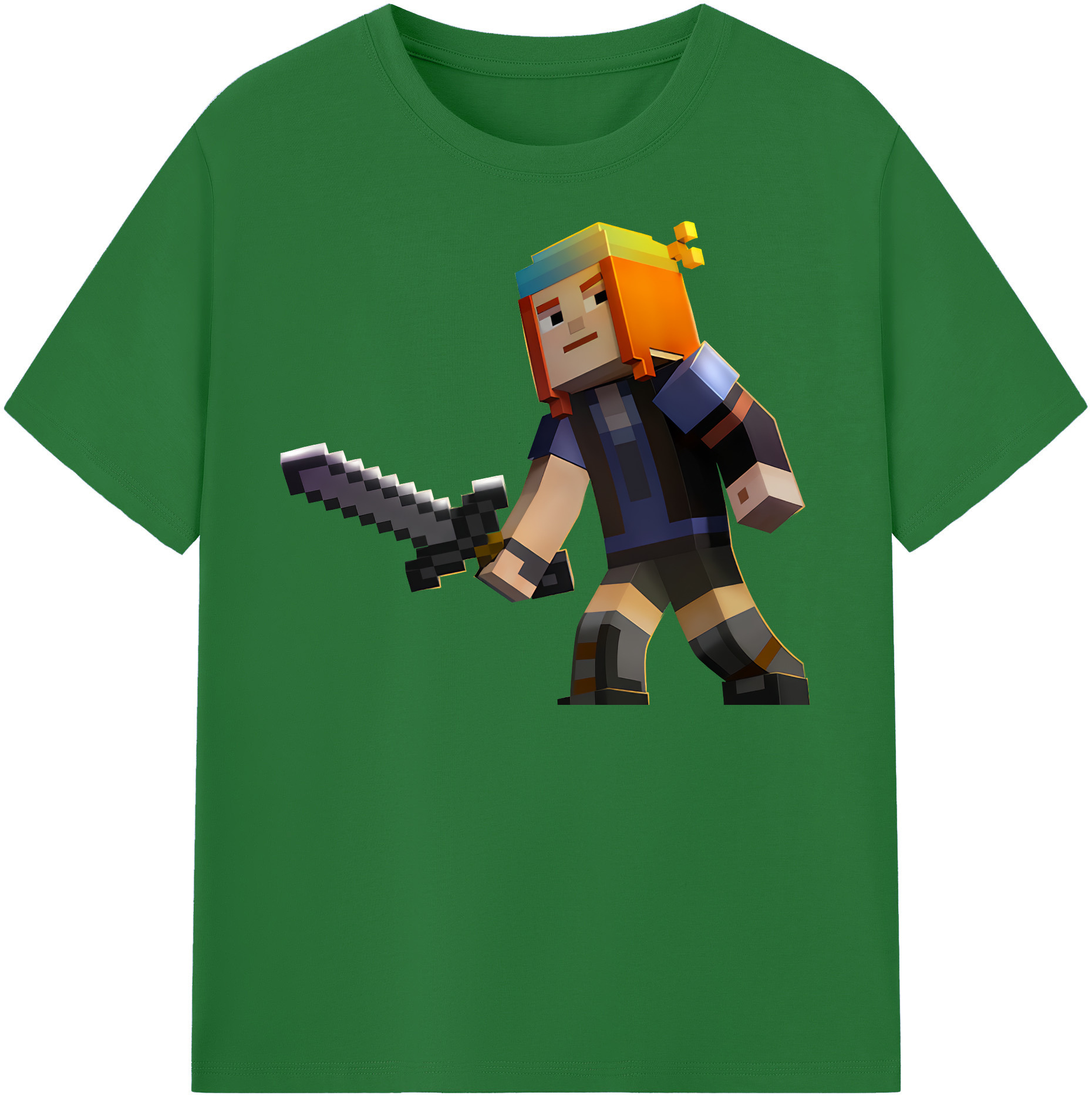 （画像用） マインクラフト ブロックの世界 Minecraft MC Block world 綿100％半袖Tシャツ（フロントプリント）