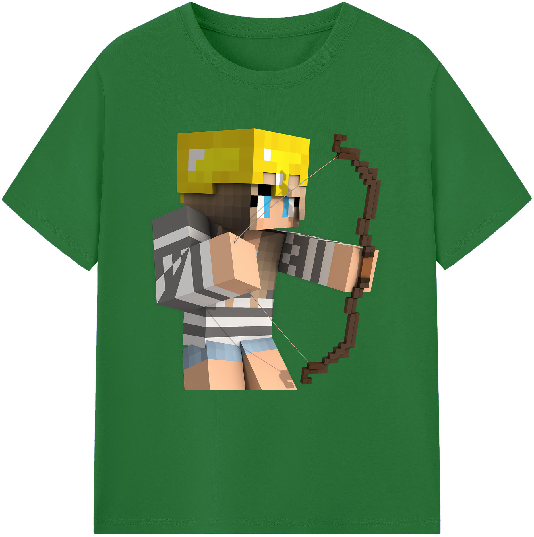 （画像用） マインクラフト ブロックの世界 Minecraft MC Block world 綿100％半袖Tシャツ（フロントプリント）