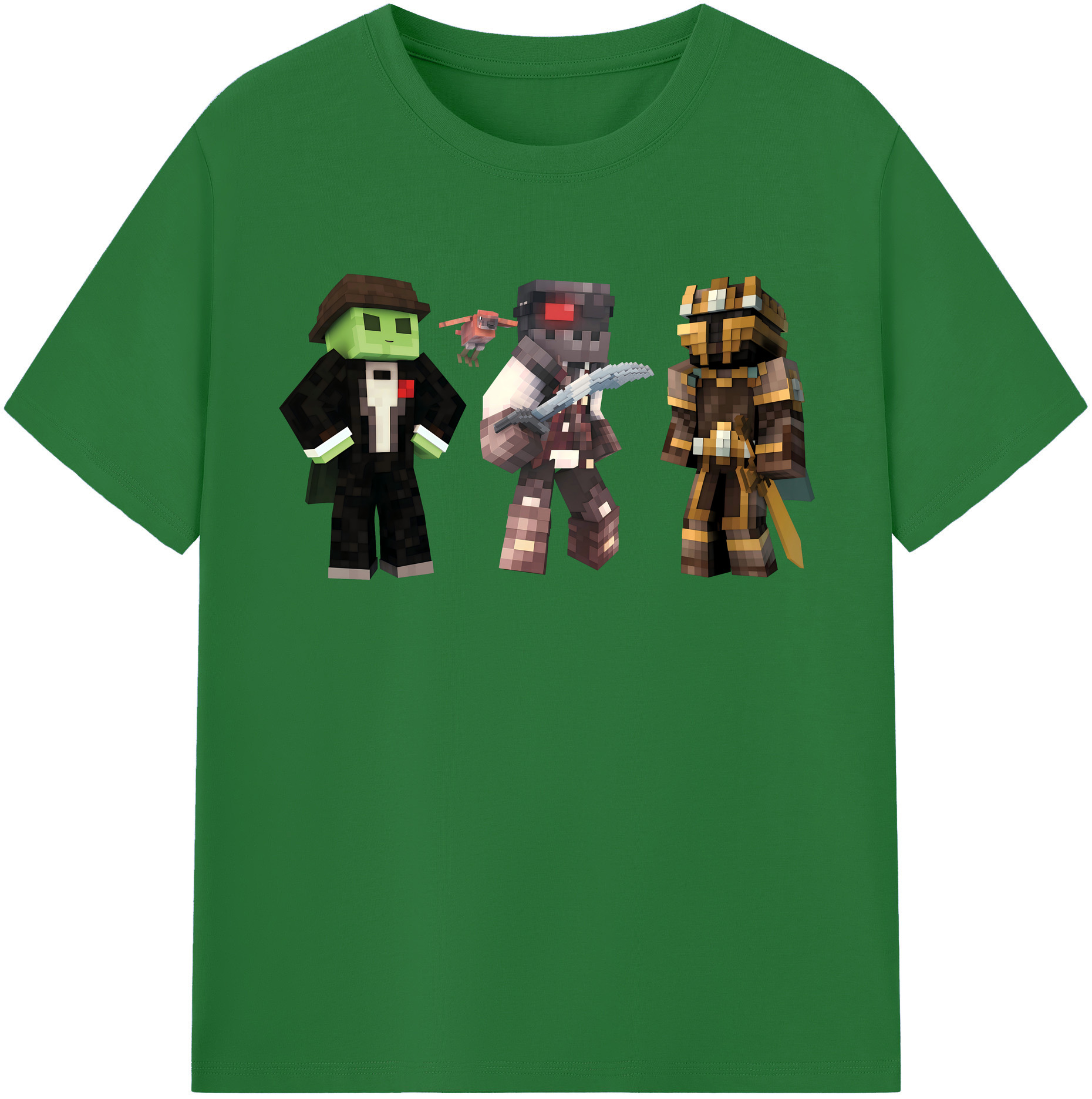 （画像用） マインクラフト ブロックの世界 Minecraft MC Block world 綿100％半袖Tシャツ（フロントプリント）