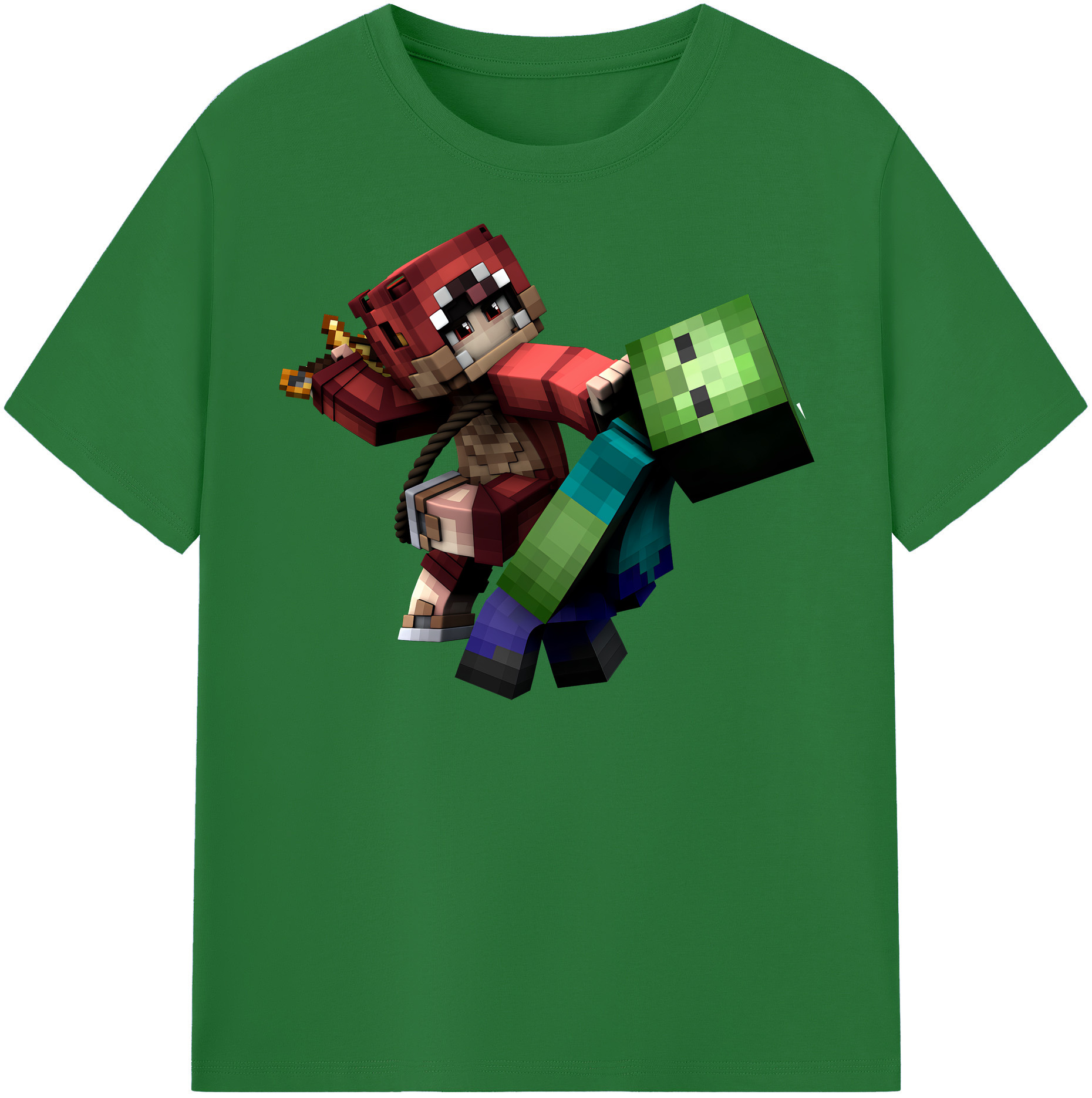 （画像用） マインクラフト ブロックの世界 Minecraft MC Block world 綿100％半袖Tシャツ（フロントプリント）