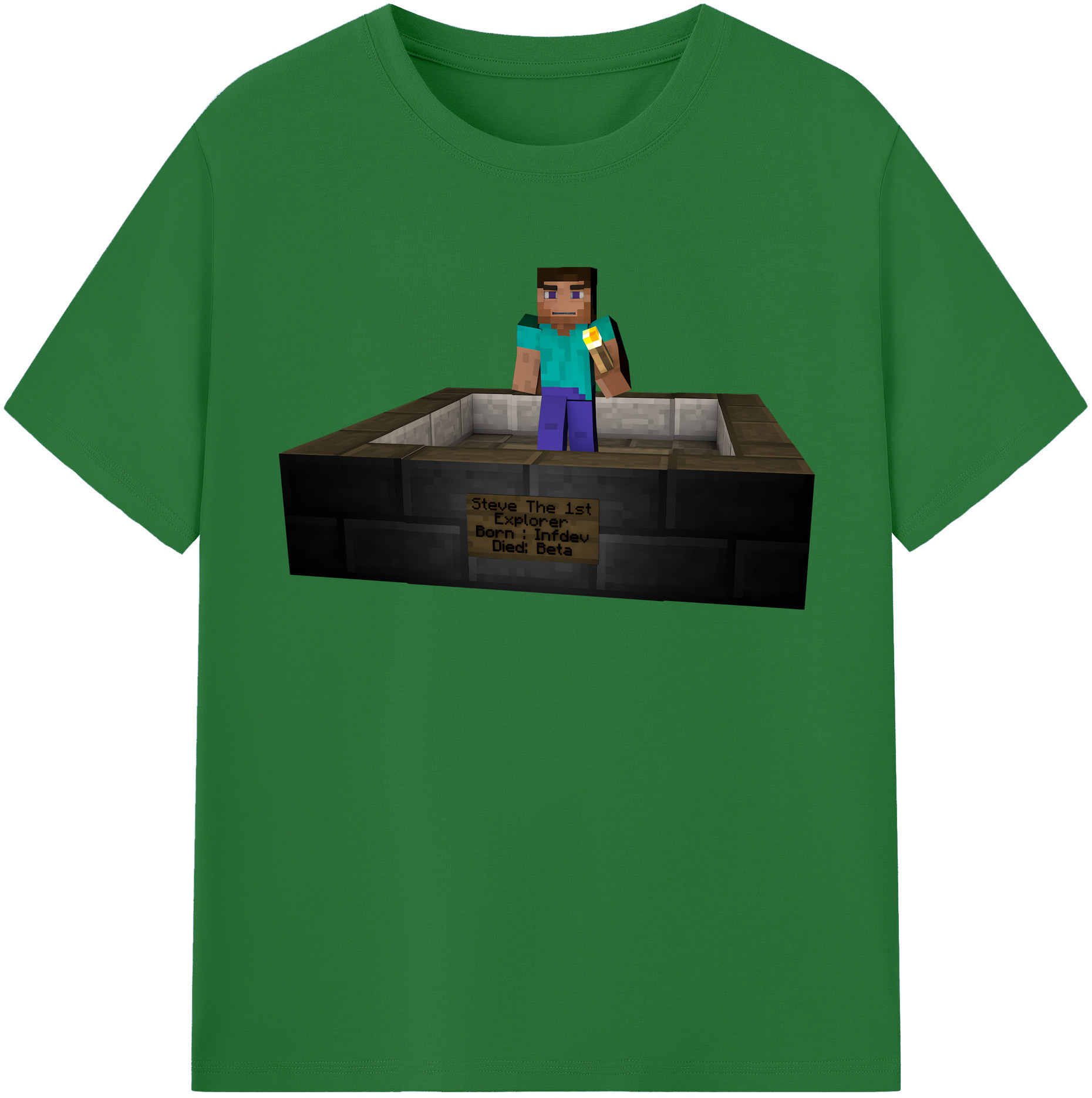 （画像用） マインクラフト ブロックの世界 Minecraft MC Block world 綿100％半袖Tシャツ（フロントプリント）