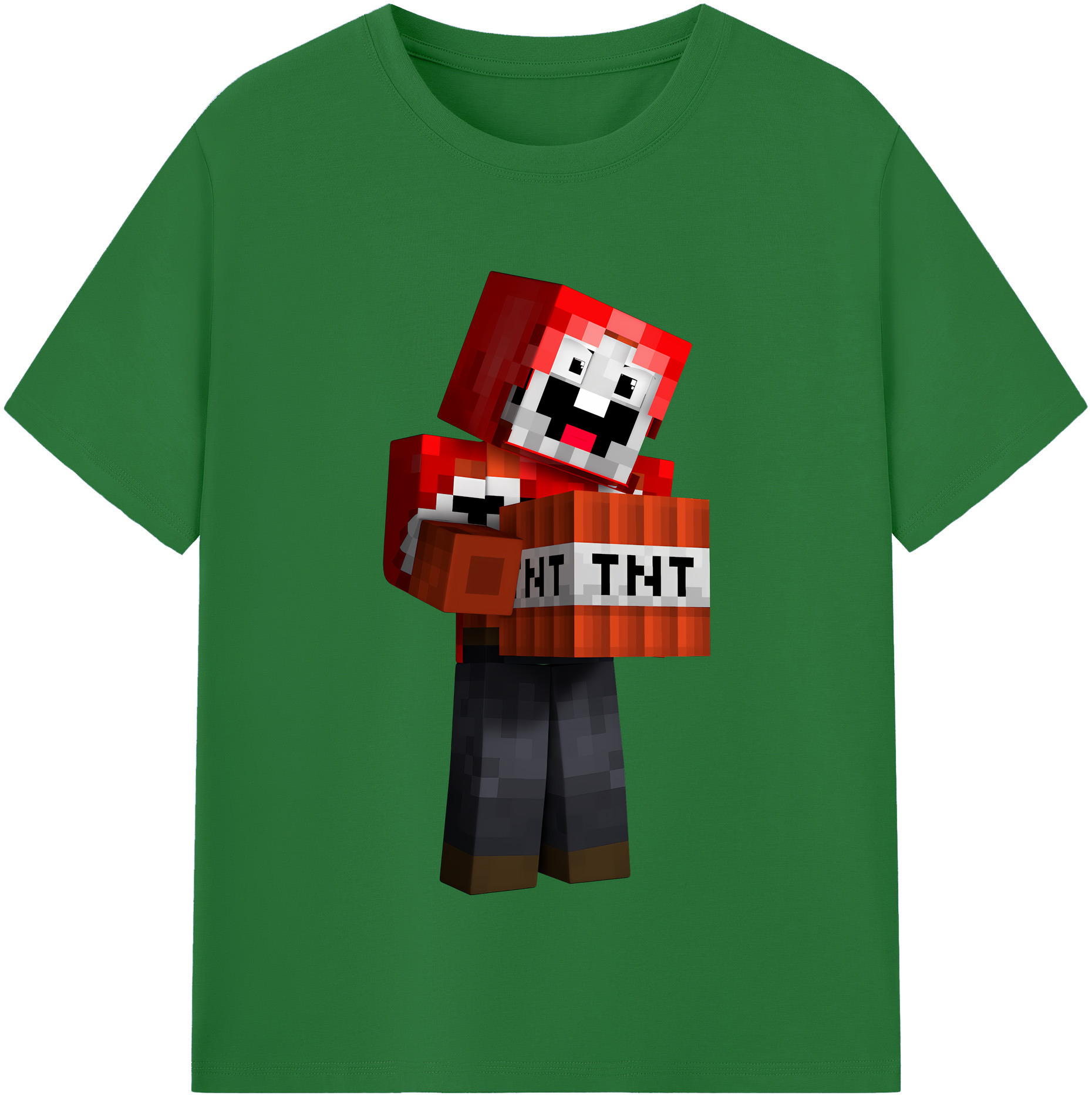 （画像用） マインクラフト ブロックの世界 Minecraft MC Block world 綿100％半袖Tシャツ（フロントプリント）