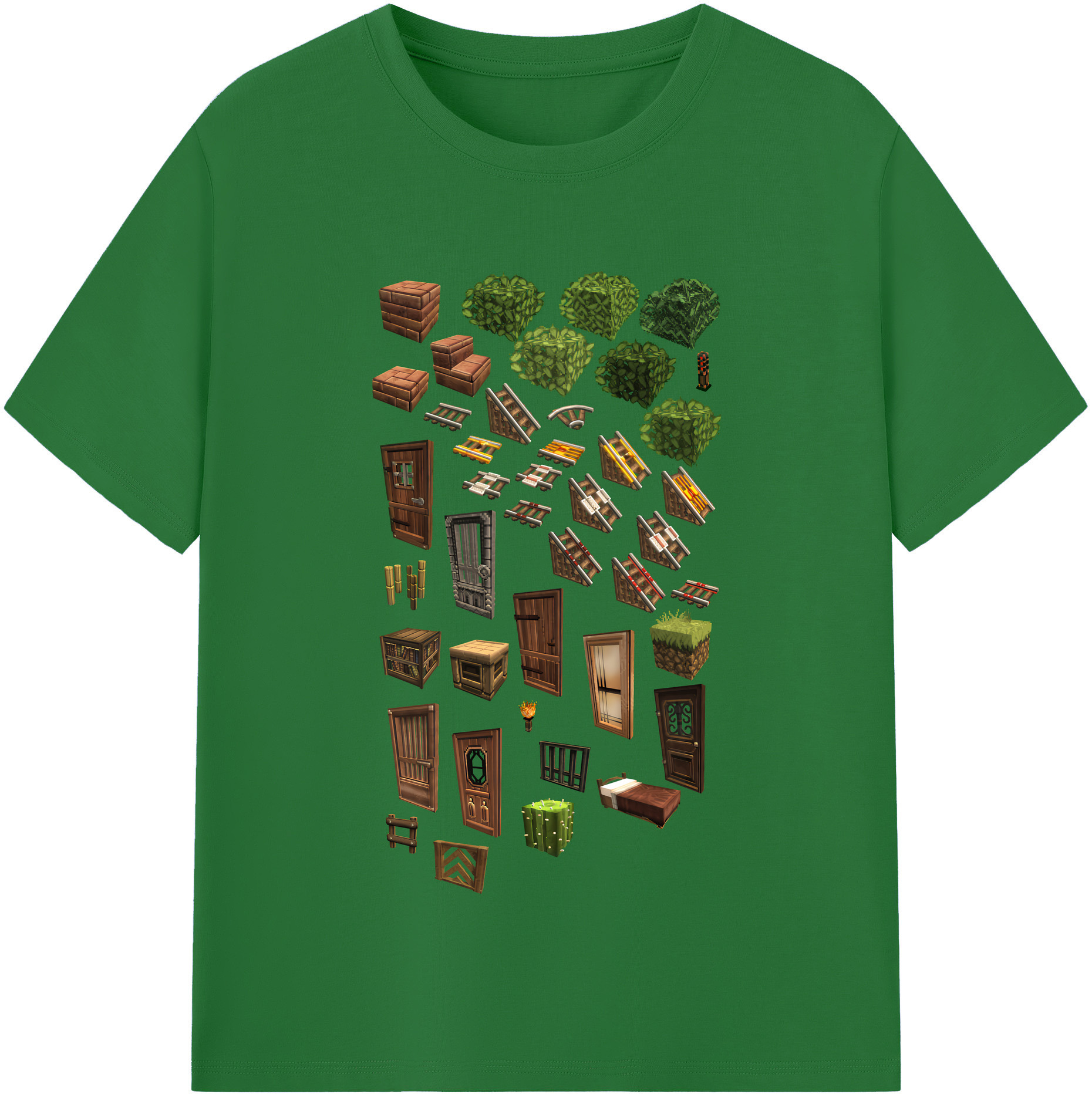 （画像用） マインクラフト ブロックの世界 Minecraft MC Block world 綿100％半袖Tシャツ（フロントプリント）