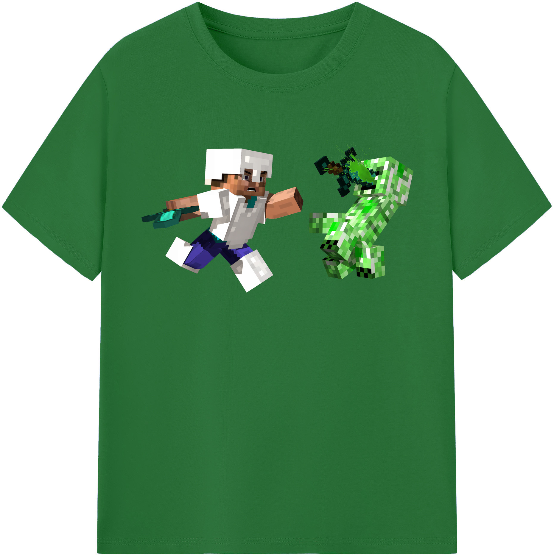 （画像用） マインクラフト ブロックの世界 Minecraft MC Block world 綿100％半袖Tシャツ（フロントプリント）