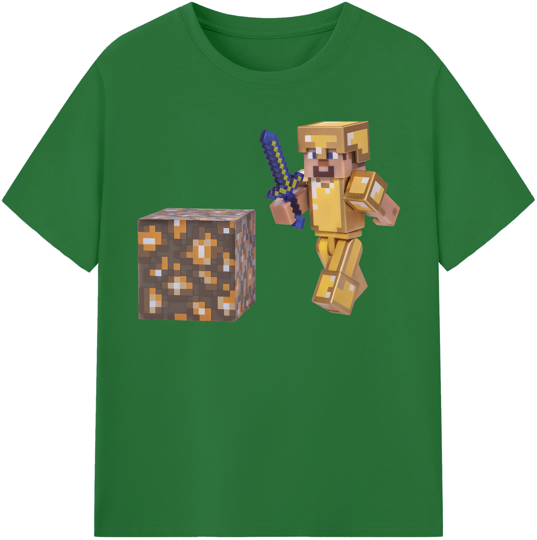 （画像用） マインクラフト ブロックの世界 Minecraft MC Block world 綿100％半袖Tシャツ（フロントプリント）