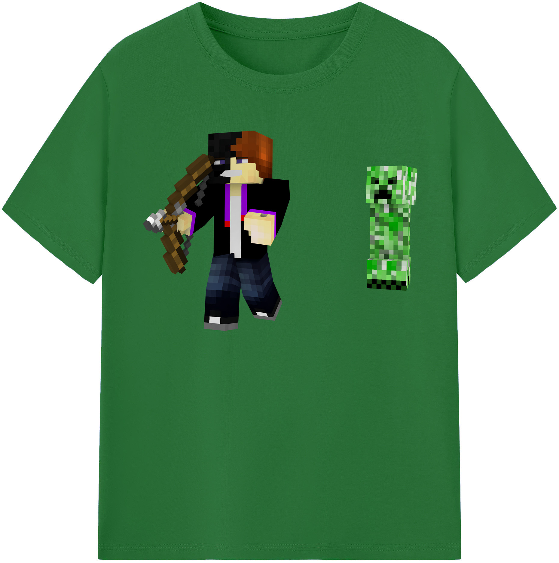 （画像用） マインクラフト ブロックの世界 Minecraft MC Block world 綿100％半袖Tシャツ（フロントプリント）