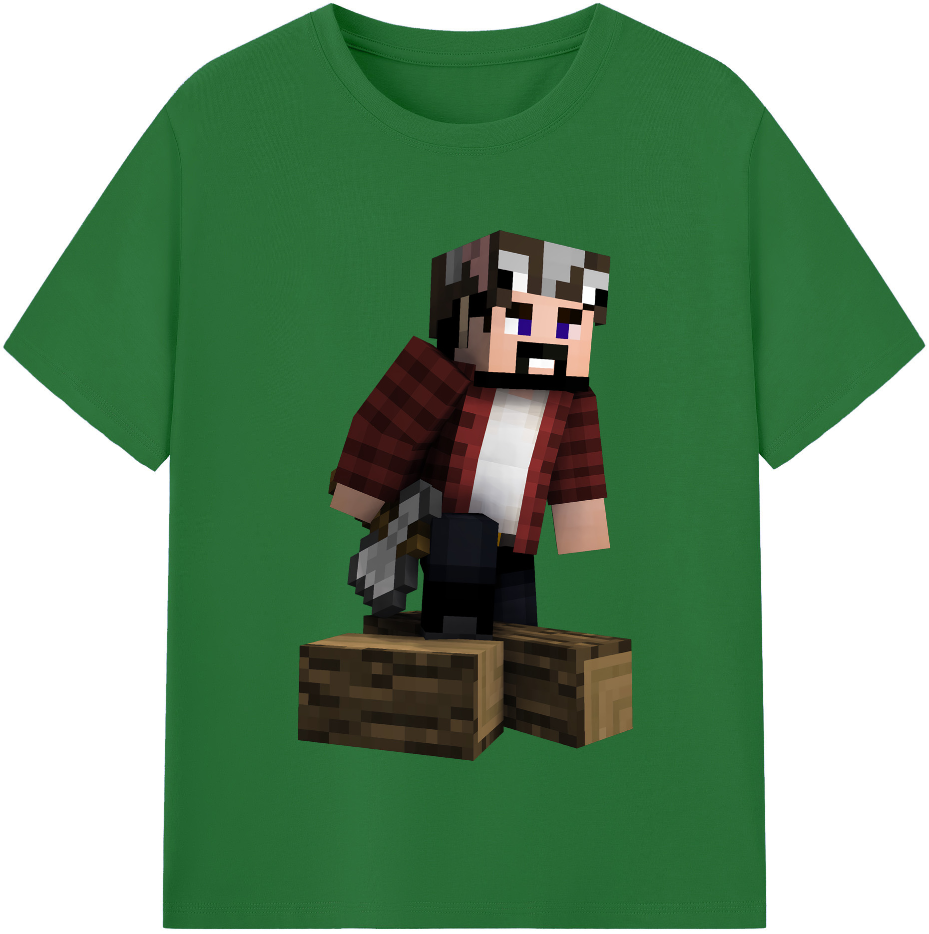 （画像用） マインクラフト ブロックの世界 Minecraft MC Block world 綿100％半袖Tシャツ（フロントプリント）