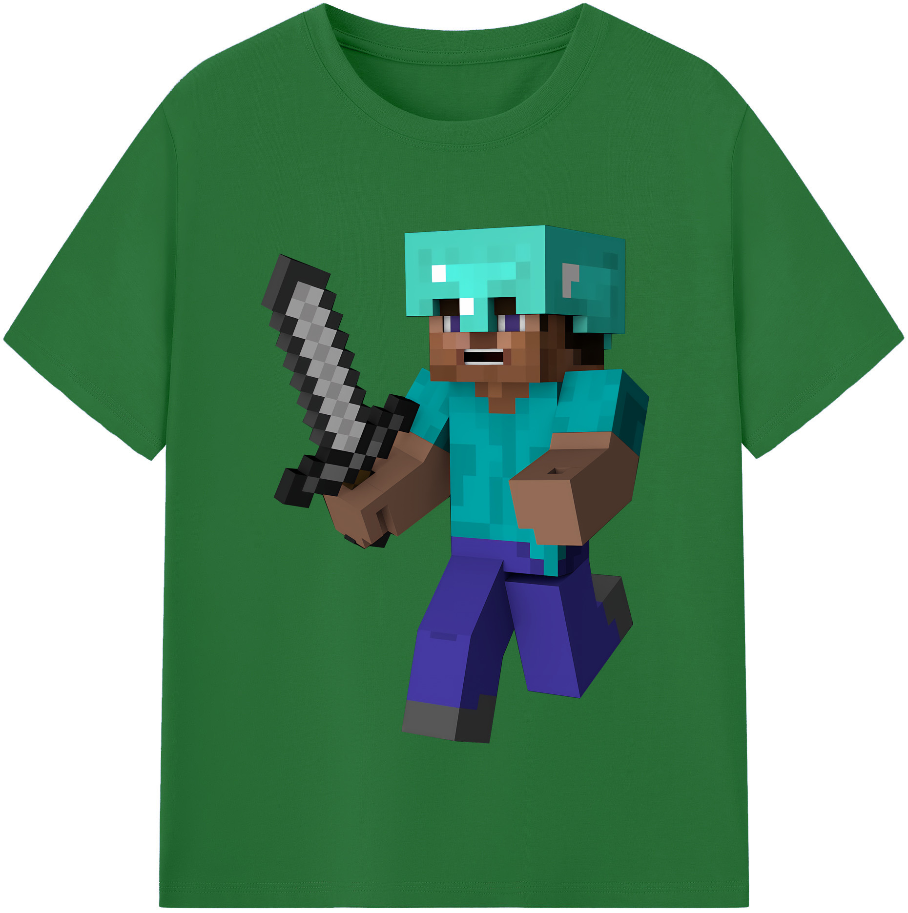 （画像用） マインクラフト ブロックの世界 Minecraft MC Block world 綿100％半袖Tシャツ（フロントプリント）