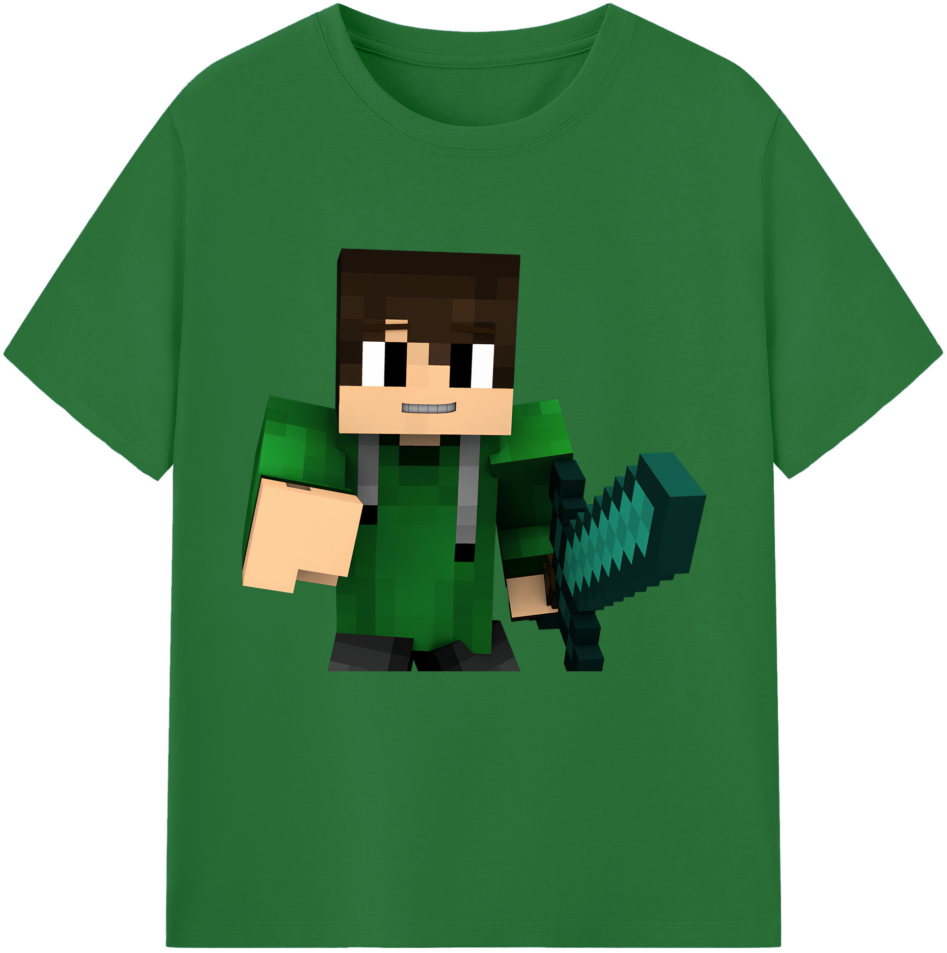 （画像用） マインクラフト ブロックの世界 Minecraft MC Block world 綿100％半袖Tシャツ（フロントプリント）