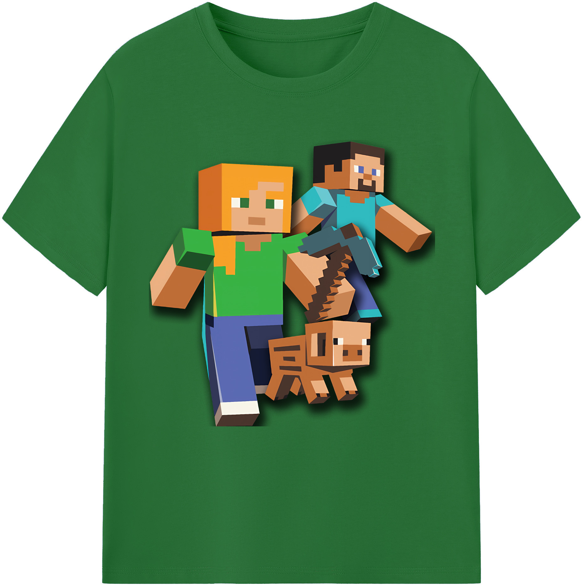 （画像用） マインクラフト ブロックの世界 Minecraft MC Block world 綿100％半袖Tシャツ（フロントプリント）