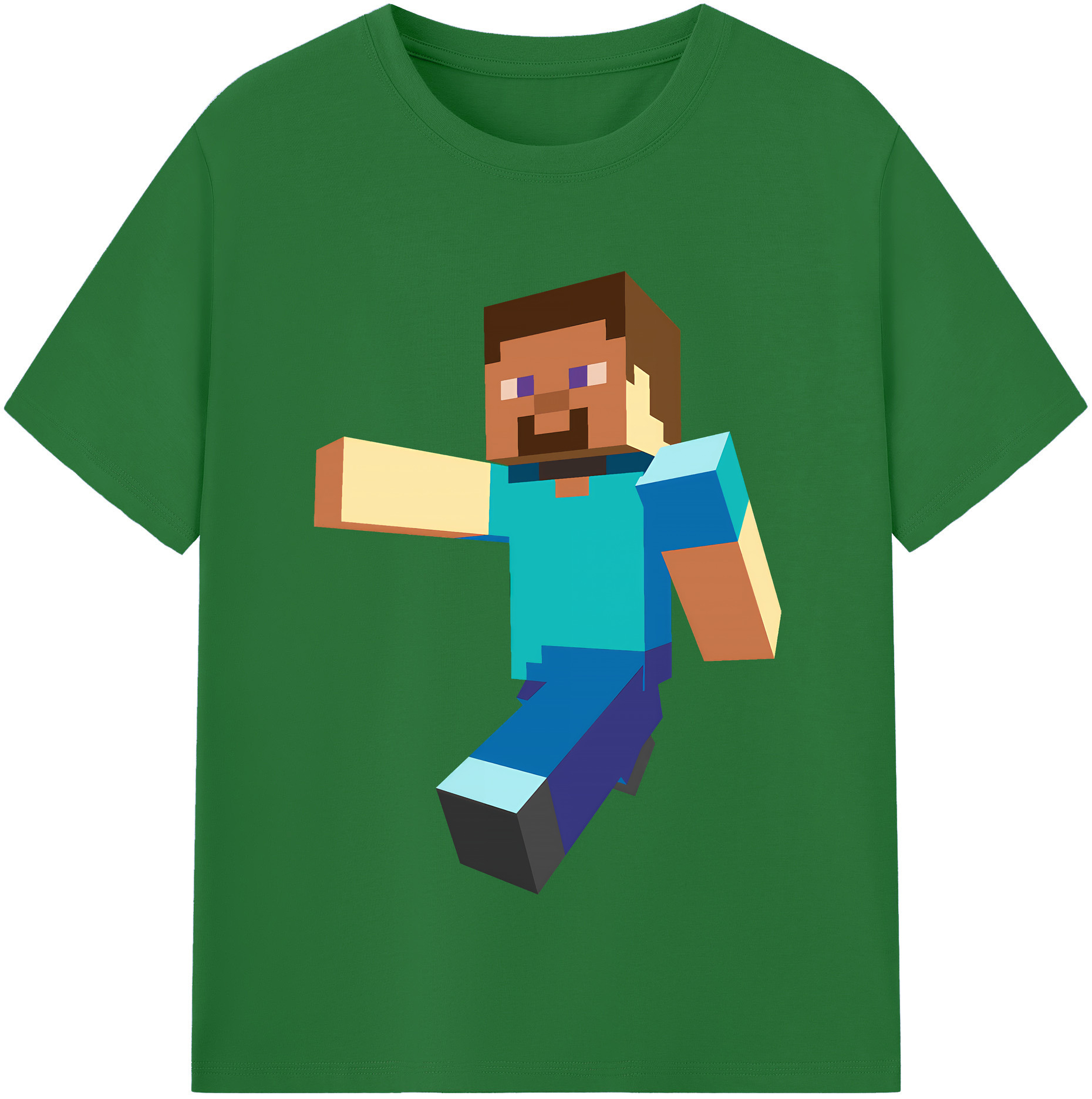 （画像用） マインクラフト ブロックの世界 Minecraft MC Block world 綿100％半袖Tシャツ（フロントプリント）