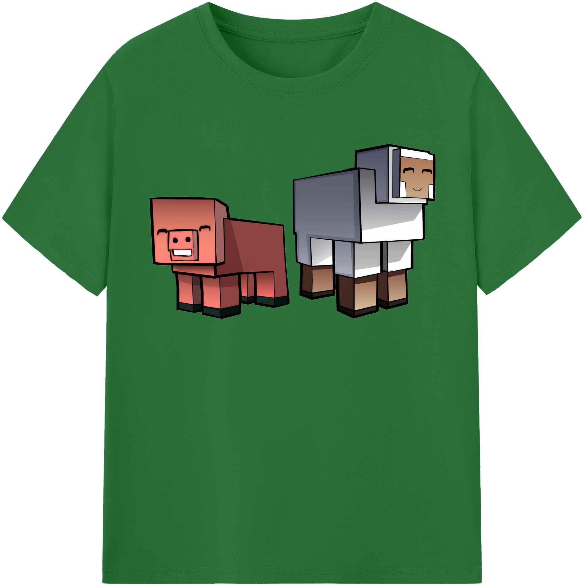 （画像用） マインクラフト ブロックの世界 Minecraft MC Block world 綿100％半袖Tシャツ（フロントプリント）