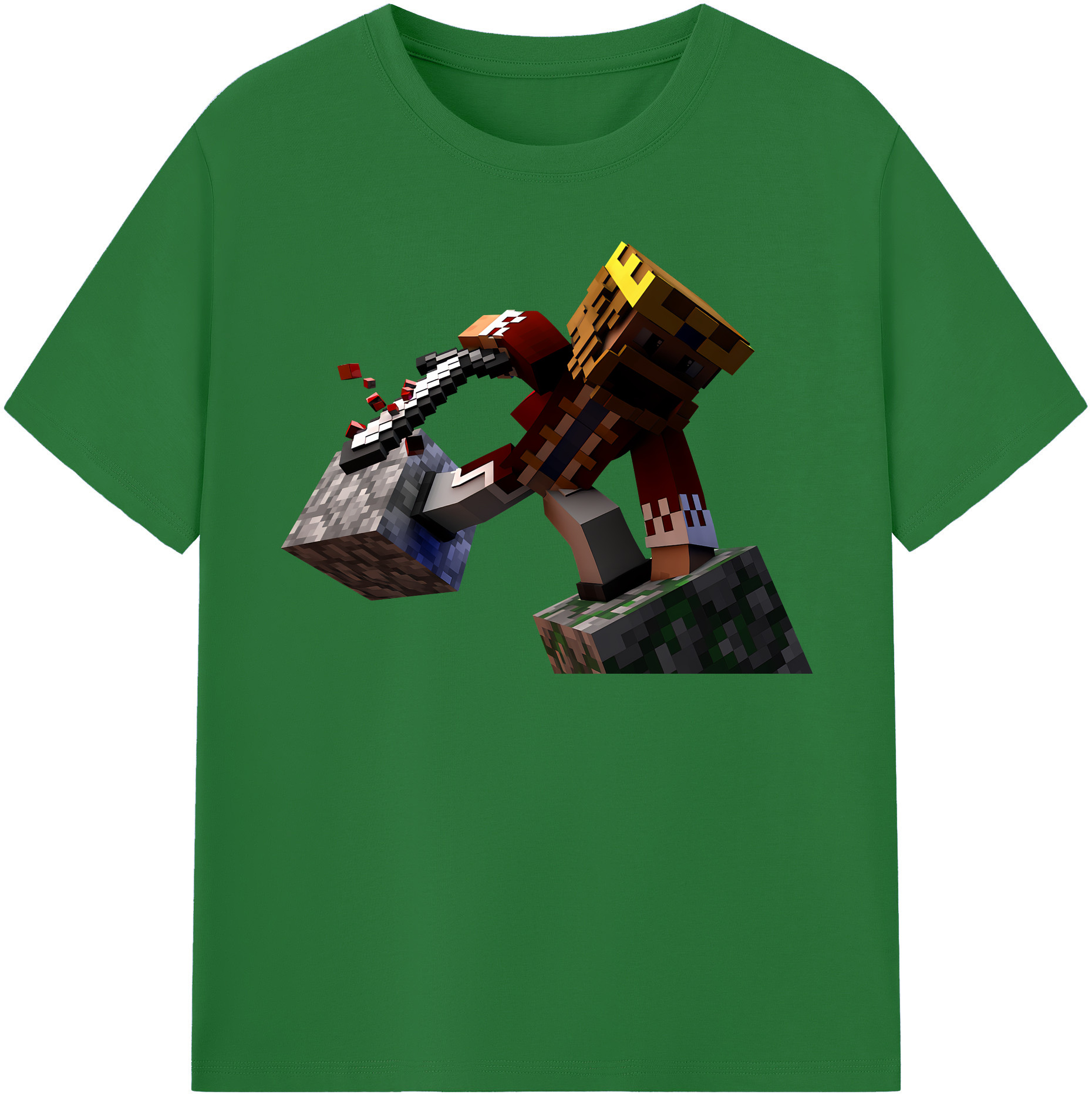 （画像用） マインクラフト ブロックの世界 Minecraft MC Block world 綿100％半袖Tシャツ（フロントプリント）