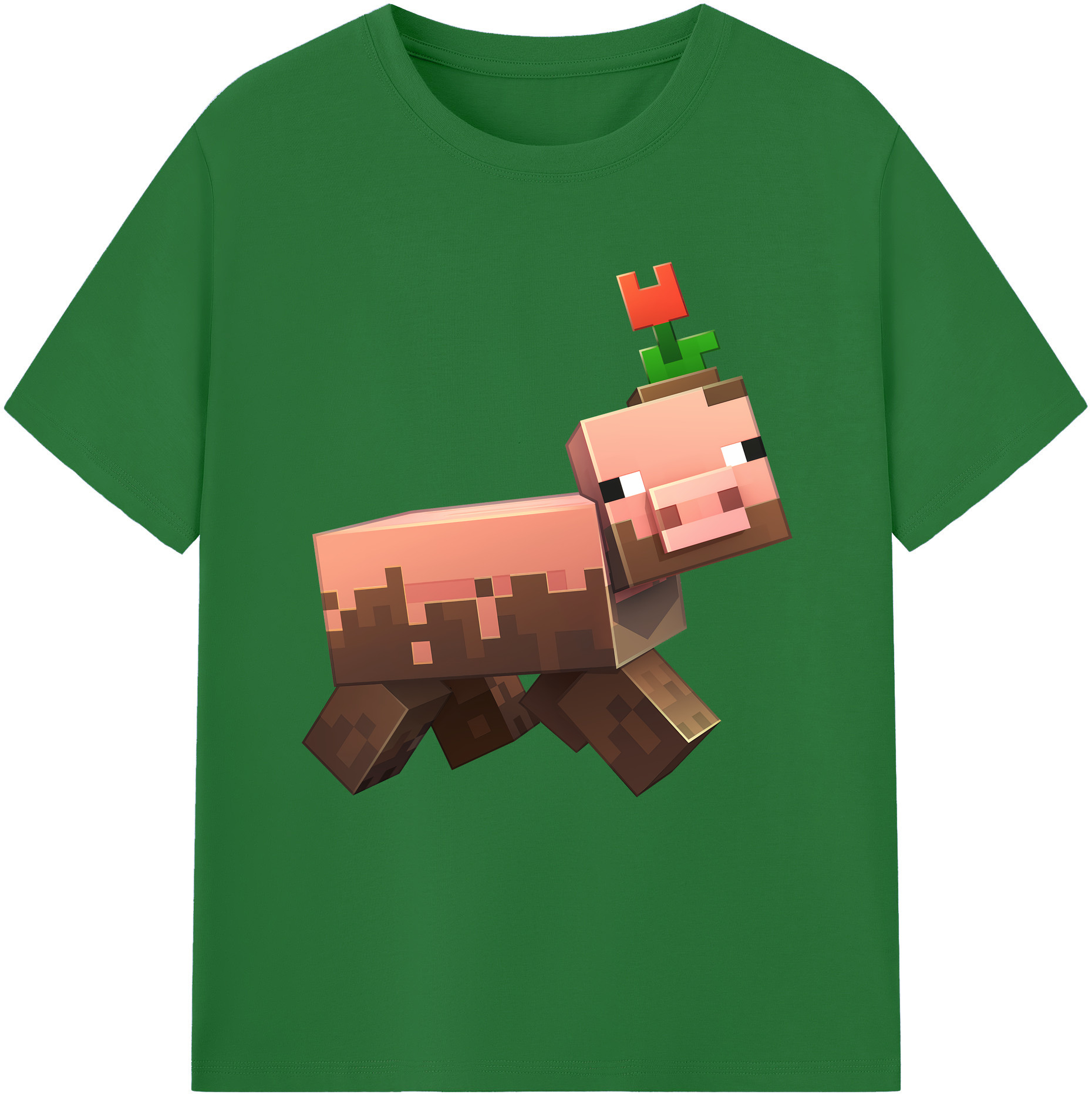 （画像用） マインクラフト ブロックの世界 Minecraft MC Block world 綿100％半袖Tシャツ（フロントプリント）