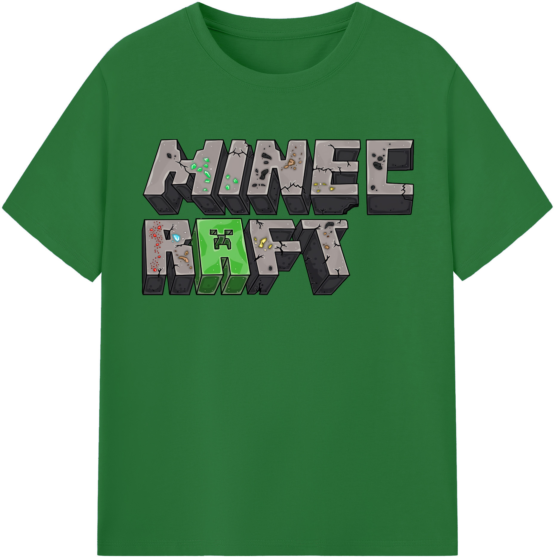 （画像用） マインクラフト ブロックの世界 Minecraft MC Block world 綿100％半袖Tシャツ（フロントプリント）
